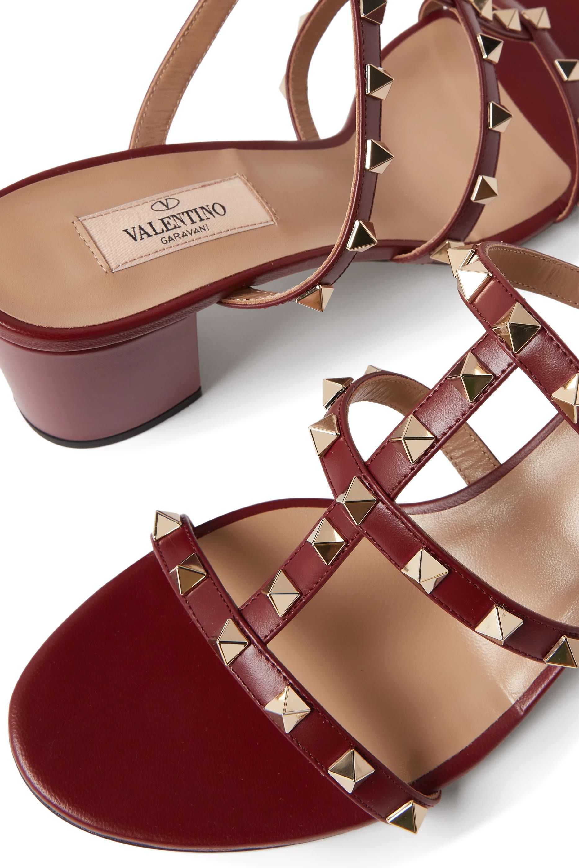 Valentino os11x0126 Rockstud 60 Mules in Burgundy Size US 9 / IT 39 - 2 Thumbnail
