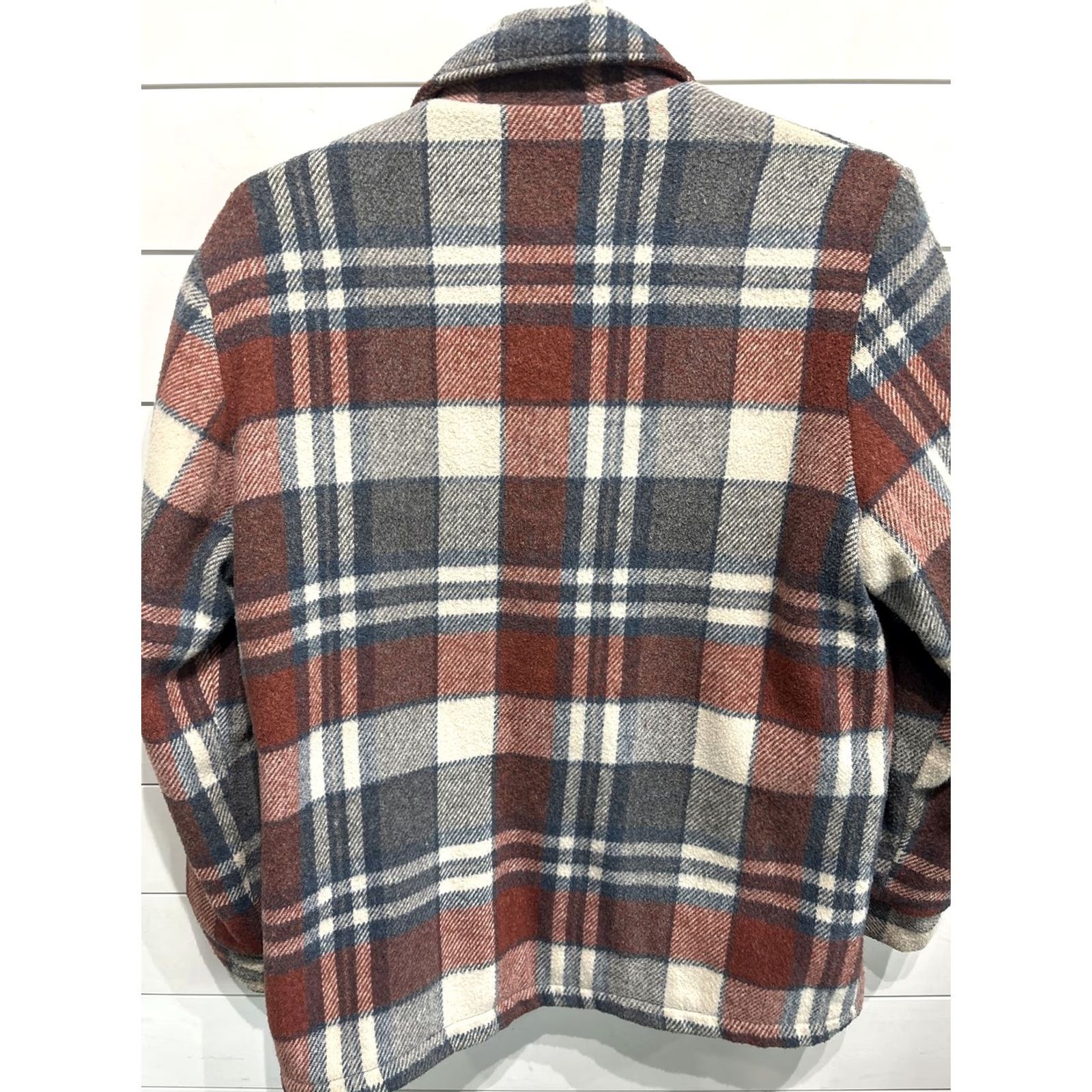 Sears VINTAGE Sears Wool Blend Brown Plaid Sherpa Lined Shacket Jacket Large Tall 70s Mens L Size US L / EU 52-54 / 3 - 5 Thumbnail