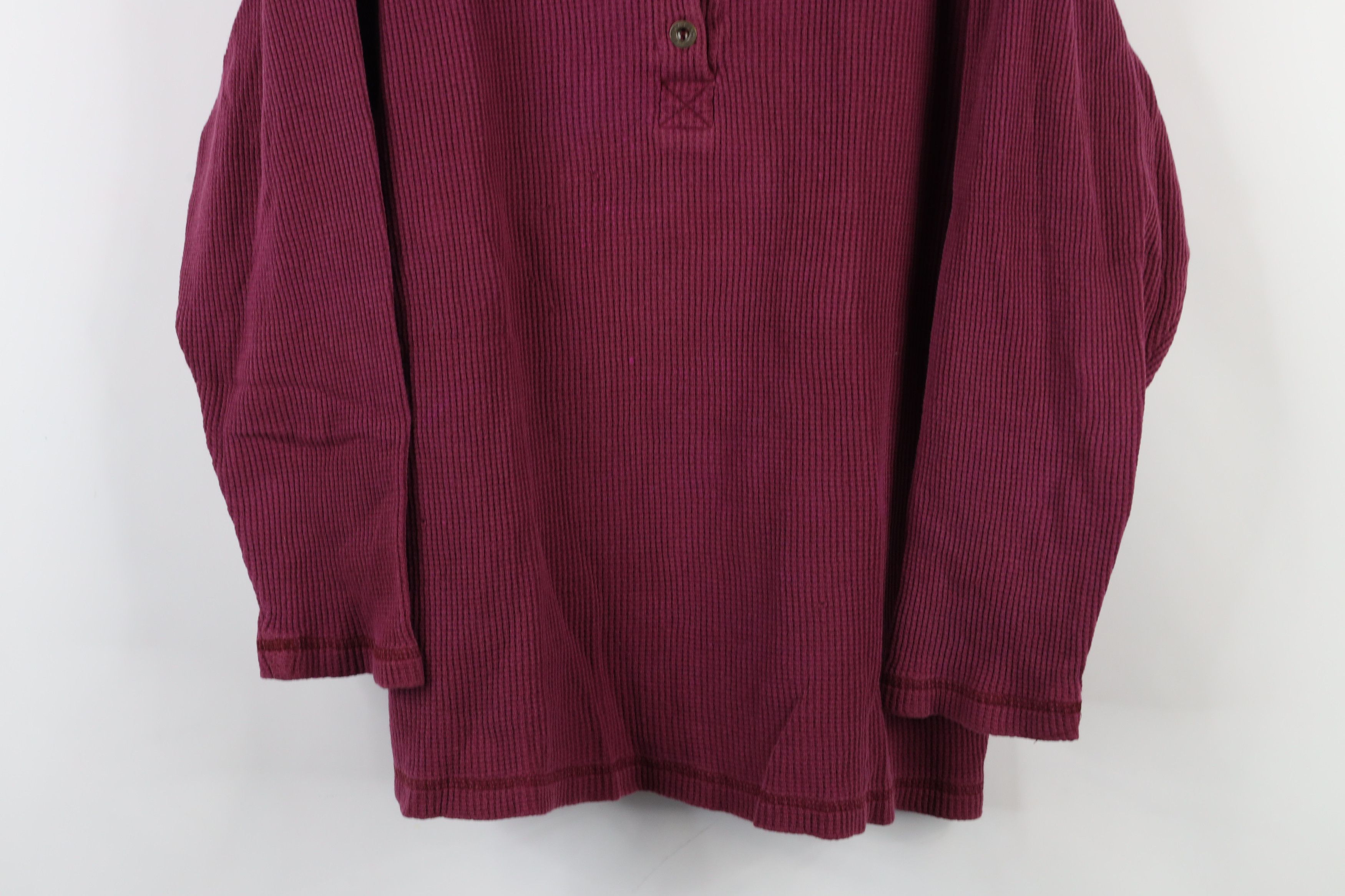 Vintage Vintage 90s Streetwear Waffle Knit Henley T-Shirt Red Size XL / US 12-14 / IT 48-50 - 3 Thumbnail