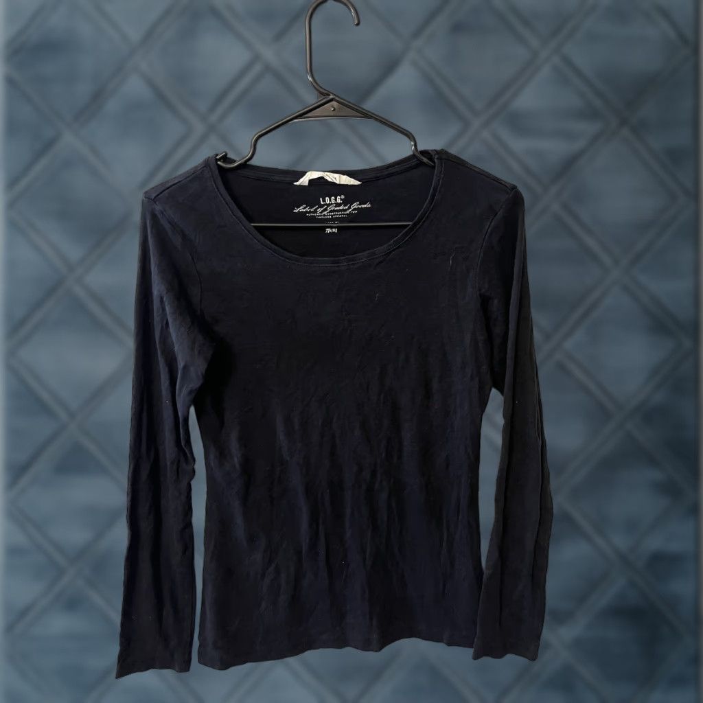 H&M VINTAGE H&M Shirt Women Size M Long Sleeve Organic Cotton Casual Black 90s Classic Size M / US 6-8 / IT 42-44 - 1 Thumbnail