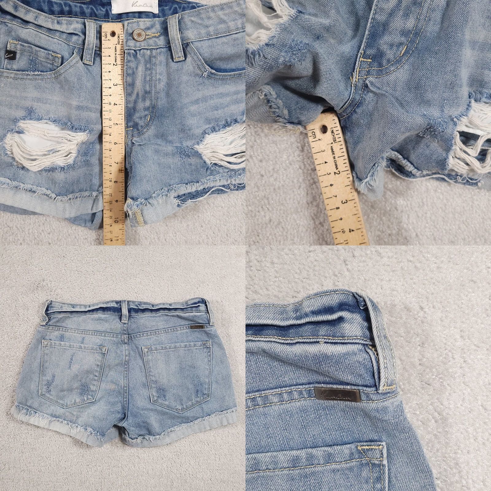 Vintage VINTAGE KanCan Shorts Womens XS Blue Distressed Denim High Rise Raw Hem Ripped Cutoff Size 26" / US 2 / IT 38 - 8 Thumbnail