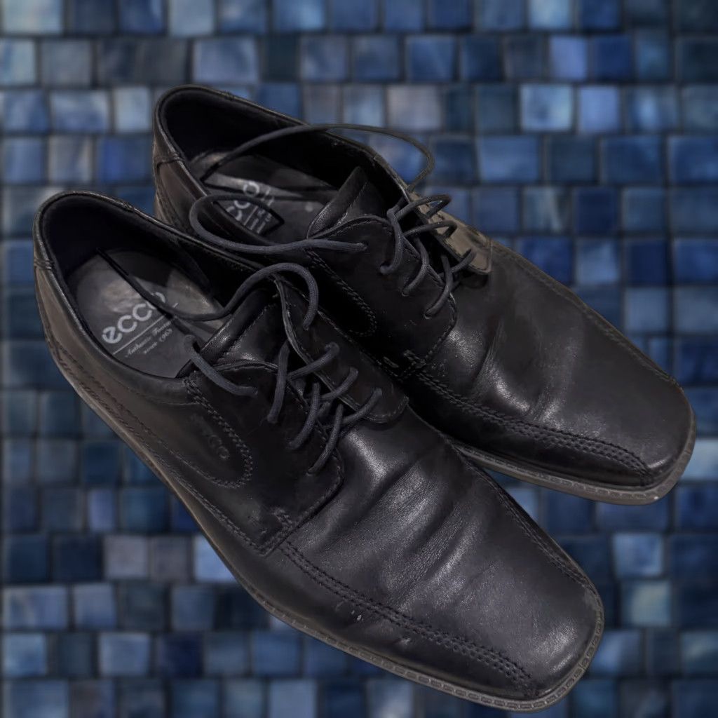 Ecco ECCO New Jersey Lace Up Dress Shoes Mens US 10-10.5 Black Oxford Leather EU 44 Shoes Mens Size US M / EU 48-50 / 2 - 1 Thumbnail
