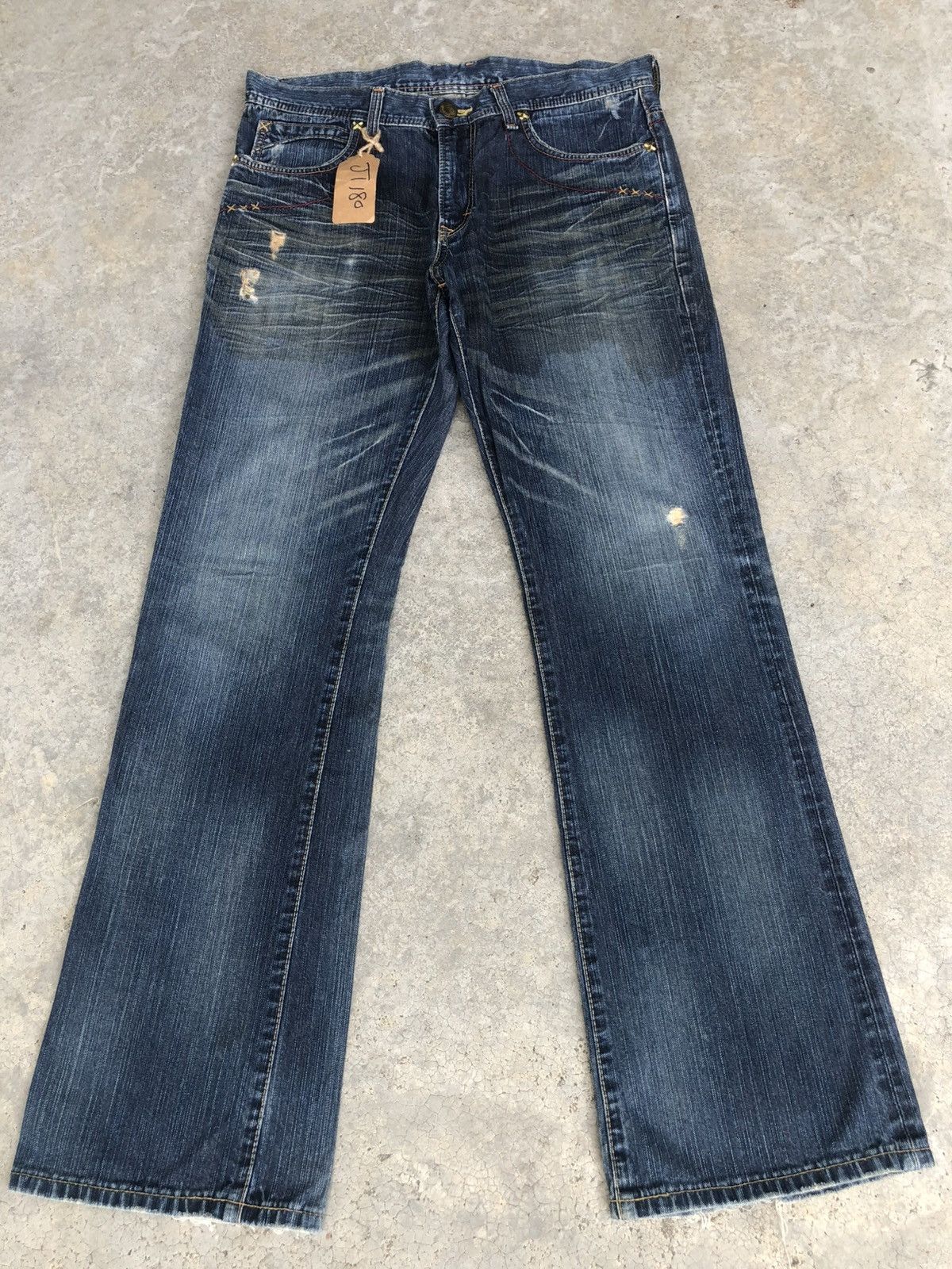 If Six Was Nine Japanese Lee Flared Jeans Distressed Denim Size US 34 / EU 50 - 1 Thumbnail