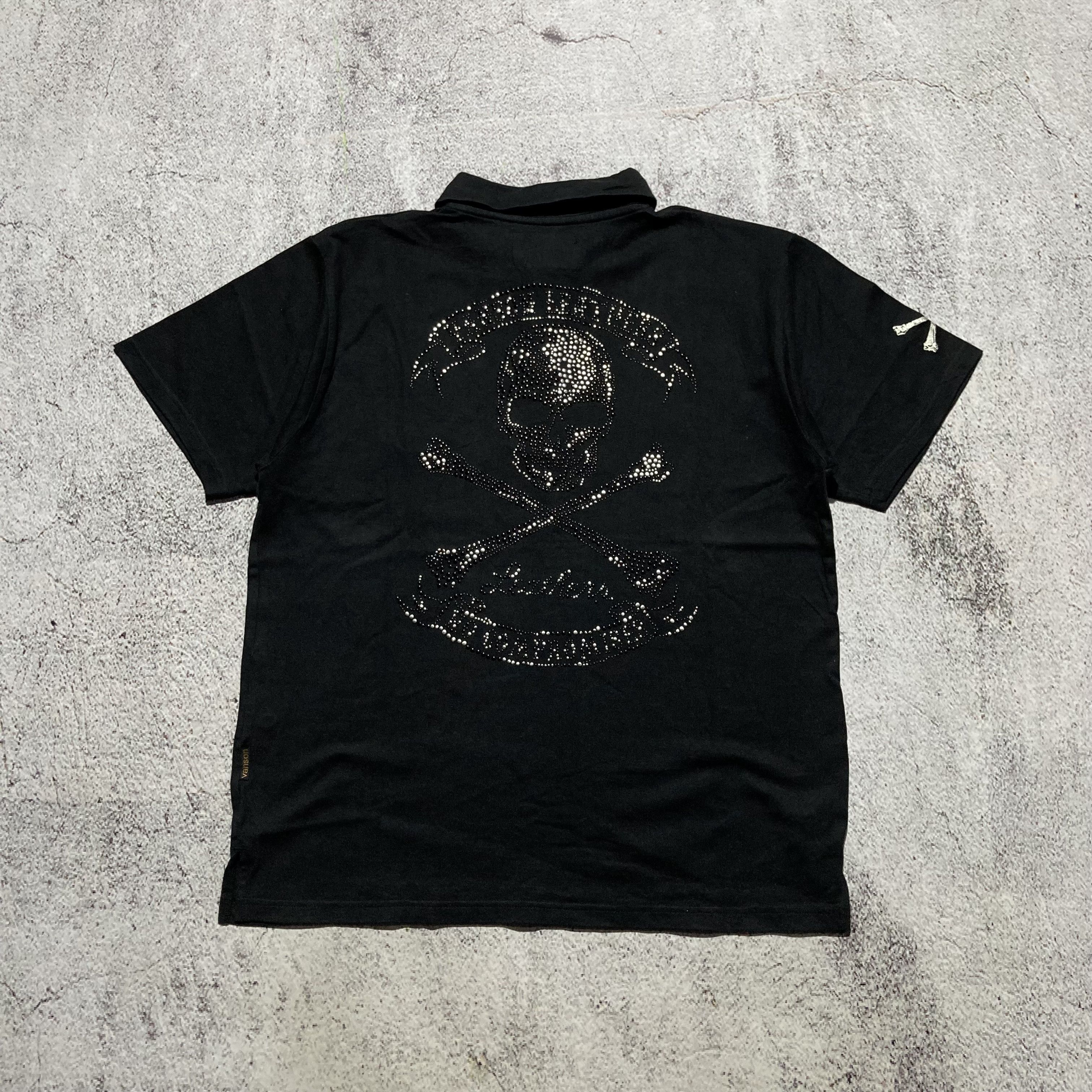 2000s Vanson Leathers Skull Punk Logo Tee Lgb Punk Gothic in Black, Men's