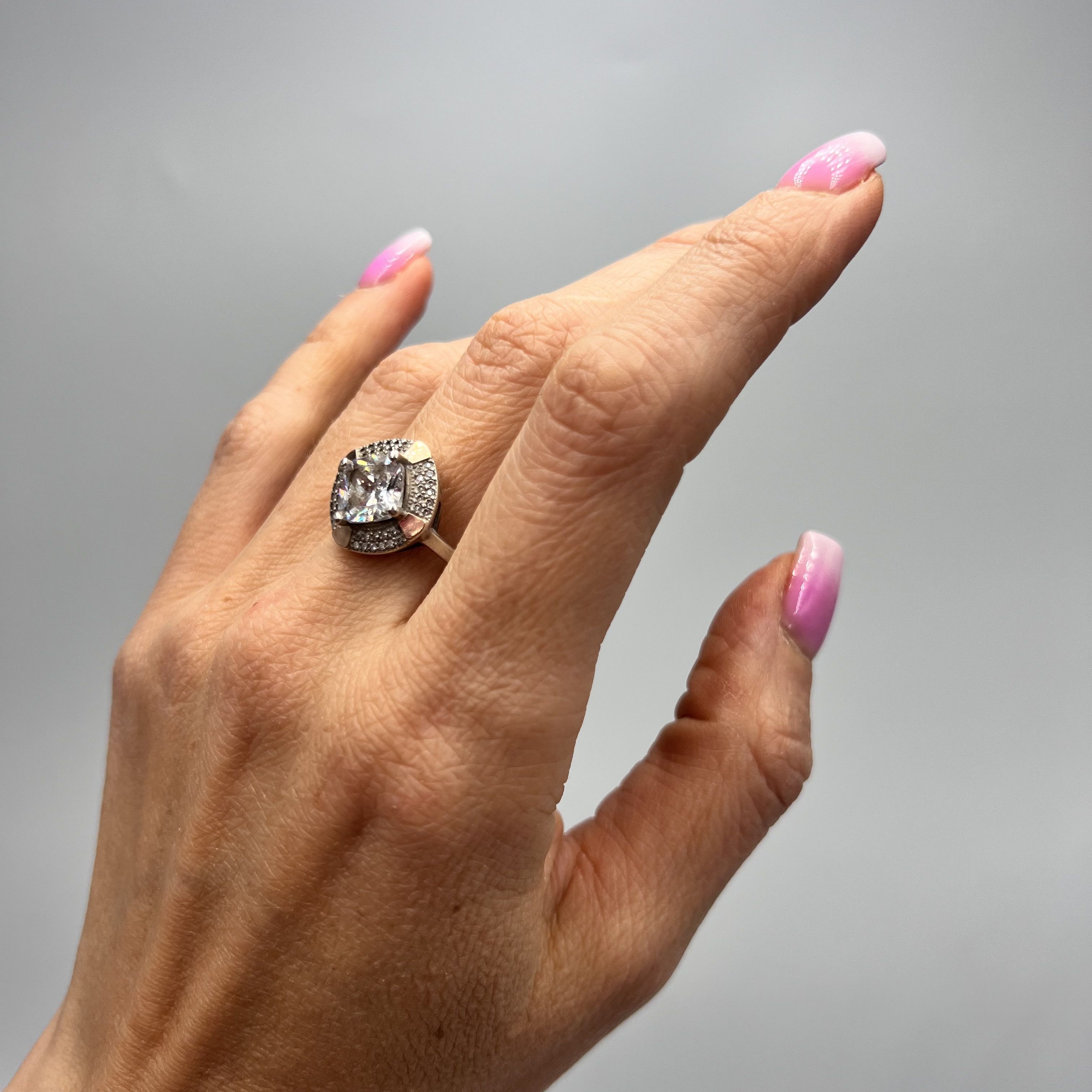 Vintage Vintage Ring Gilt Sterling Silver 925 Stone Jewelry S 8.5US Size ONE SIZE - 3 Thumbnail