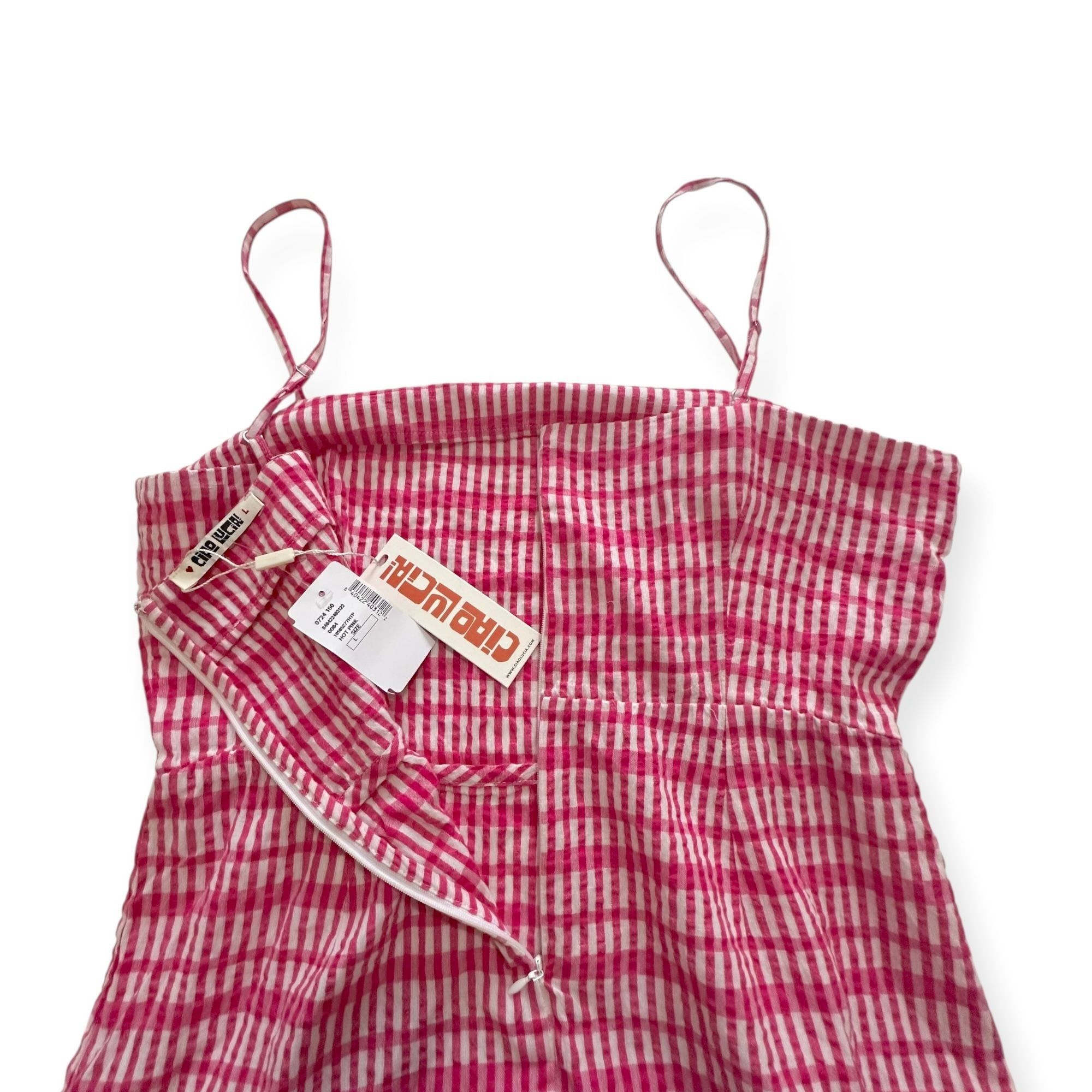Ciao Lucia Ciao Lucia Lareina Seersucker Gingham Midi Dress, L, Pink Size L / US 10 / IT 46 - 7 Thumbnail