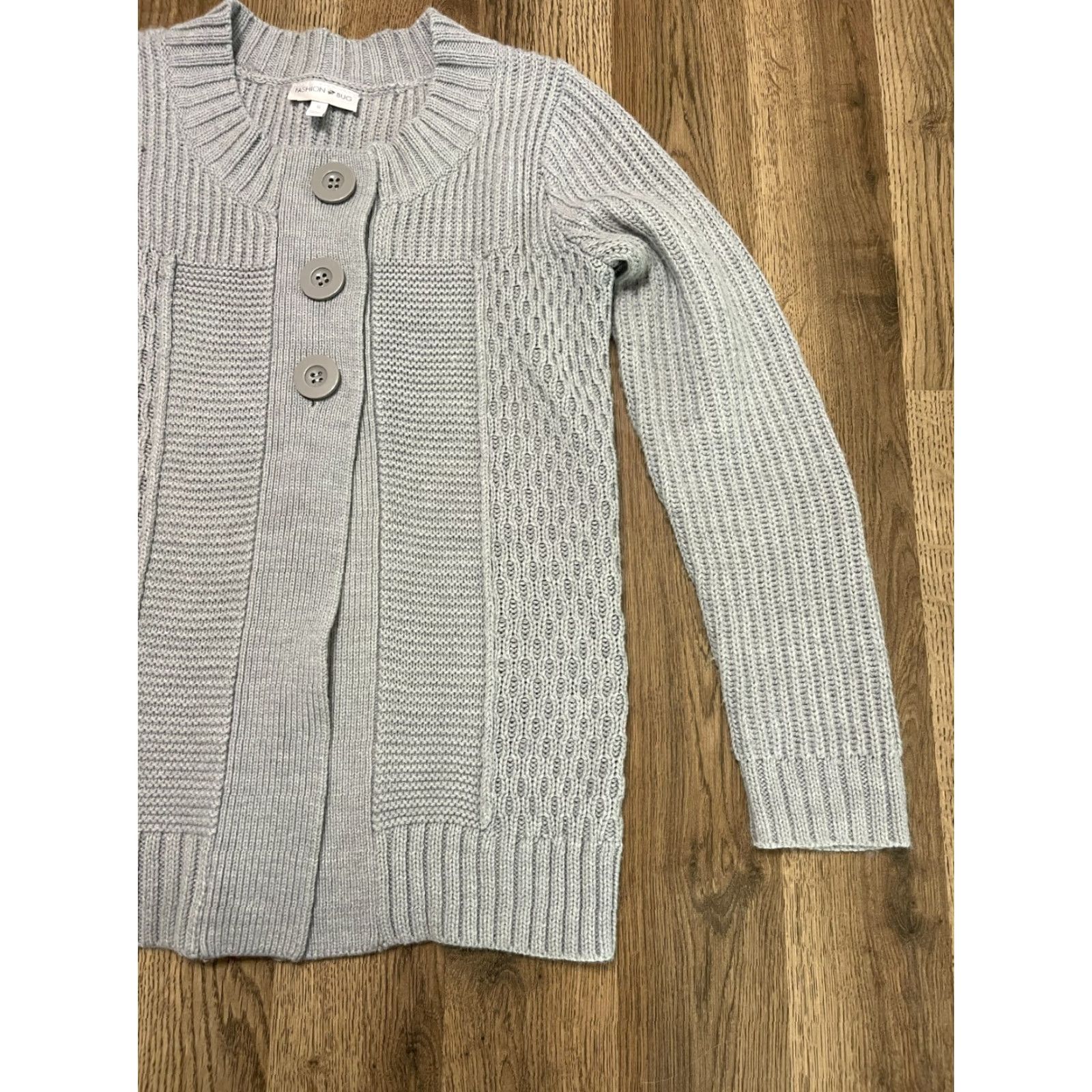 Vintage Fashion Bug Sweater Cardigan, Women's Size Small Gray Knit Shirt Size S / US 4 / IT 40 - 4 Thumbnail