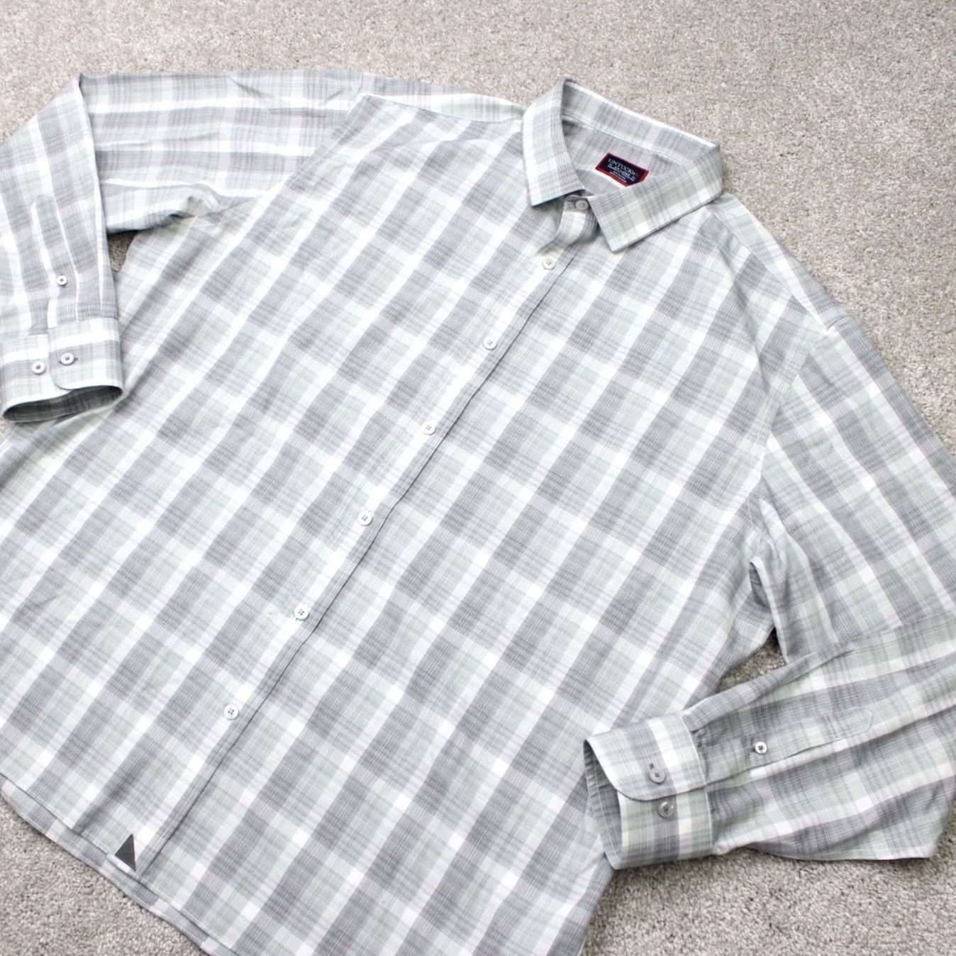 UNTUCKit UNTUCKit Shirt Men 2XL Gray/Blue Collared Button-Up Long Sleeve Cotton Linen Check Regular Fits Mens Size US XXL / EU 58 / 5 - 3 Thumbnail