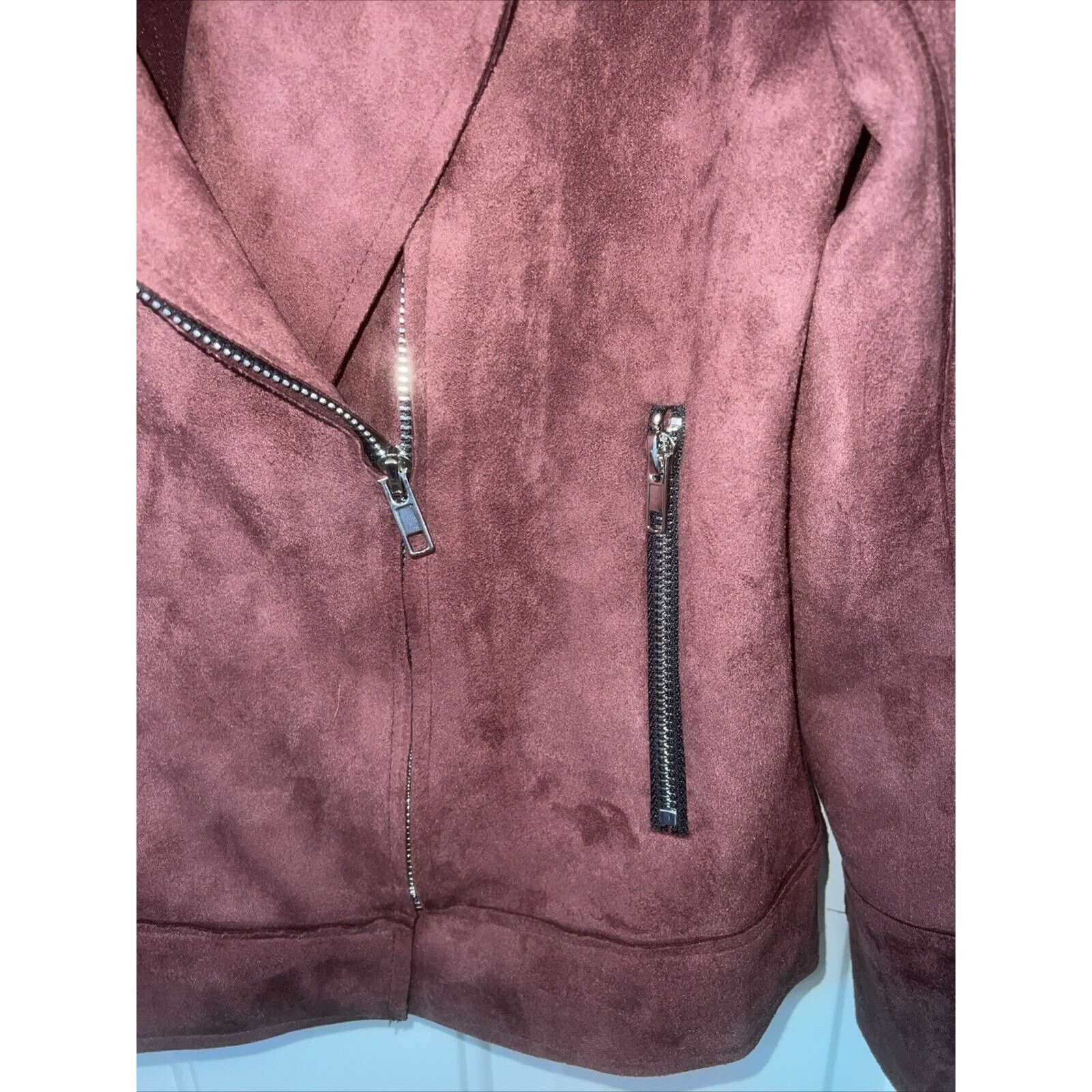 DOEN Doe & Rae Women's Jacket Zip Up Medium Asymmetrical Suede Size M / US 6-8 / IT 42-44 - 4 Thumbnail