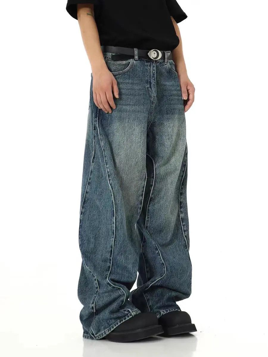 Japanese Brand × Jean Heavyweight Arc Spliced High Street Relaxed Jeans Size US 33 - 3 Thumbnail