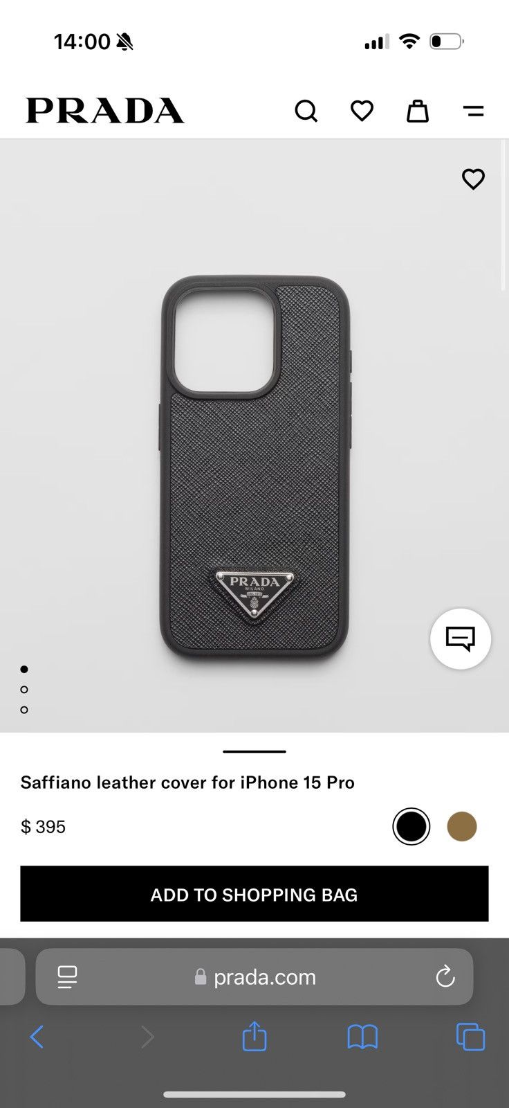 Prada Prada Saffiano leather cover for iPhone 15 Pro Size ONE SIZE - 1 Thumbnail