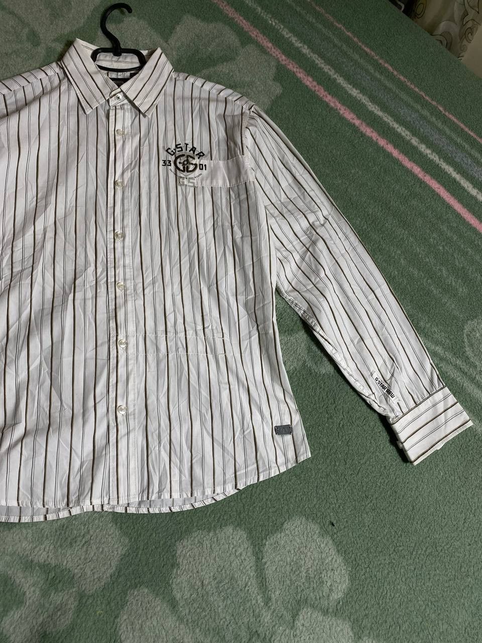 G-Star × Vintage G-STAR RAW VINTAGE Y2K BIG LOGO STRIPED BUTTON UP SHIRT Size US L / EU 52-54 / 3 - 11 Thumbnail