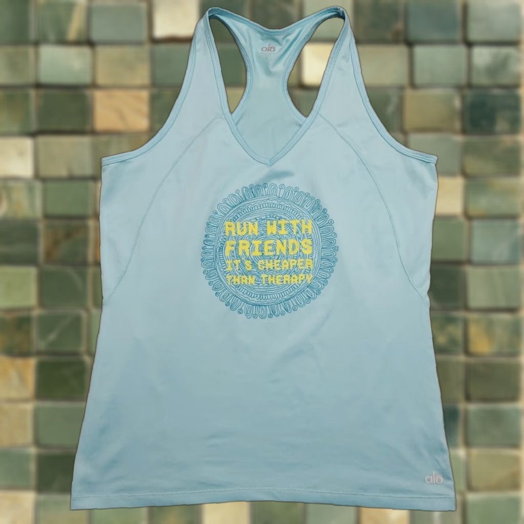 Alo Alo Yoga Tank Women L Sleeveless Activewear Run Racer Casual Athleisure Blue Tank Top Size L / US 10 / IT 46 - 1 Thumbnail