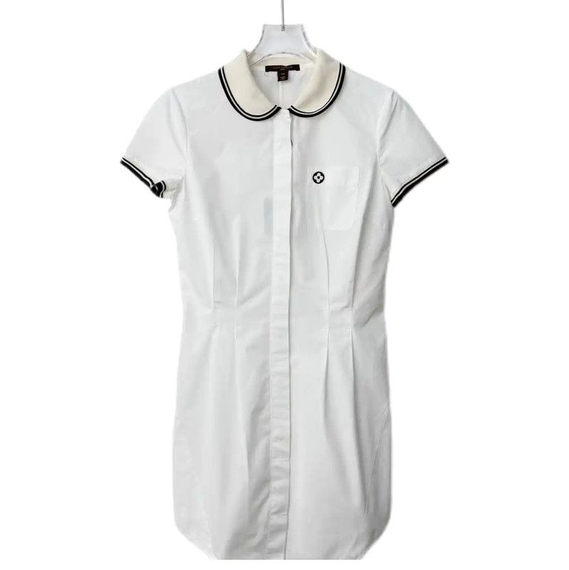Louis Vuitton Louis Vuitton White Cotton Blend Dress for Women 0089 Size M / US 6-8 / IT 42-44 - 1 Thumbnail