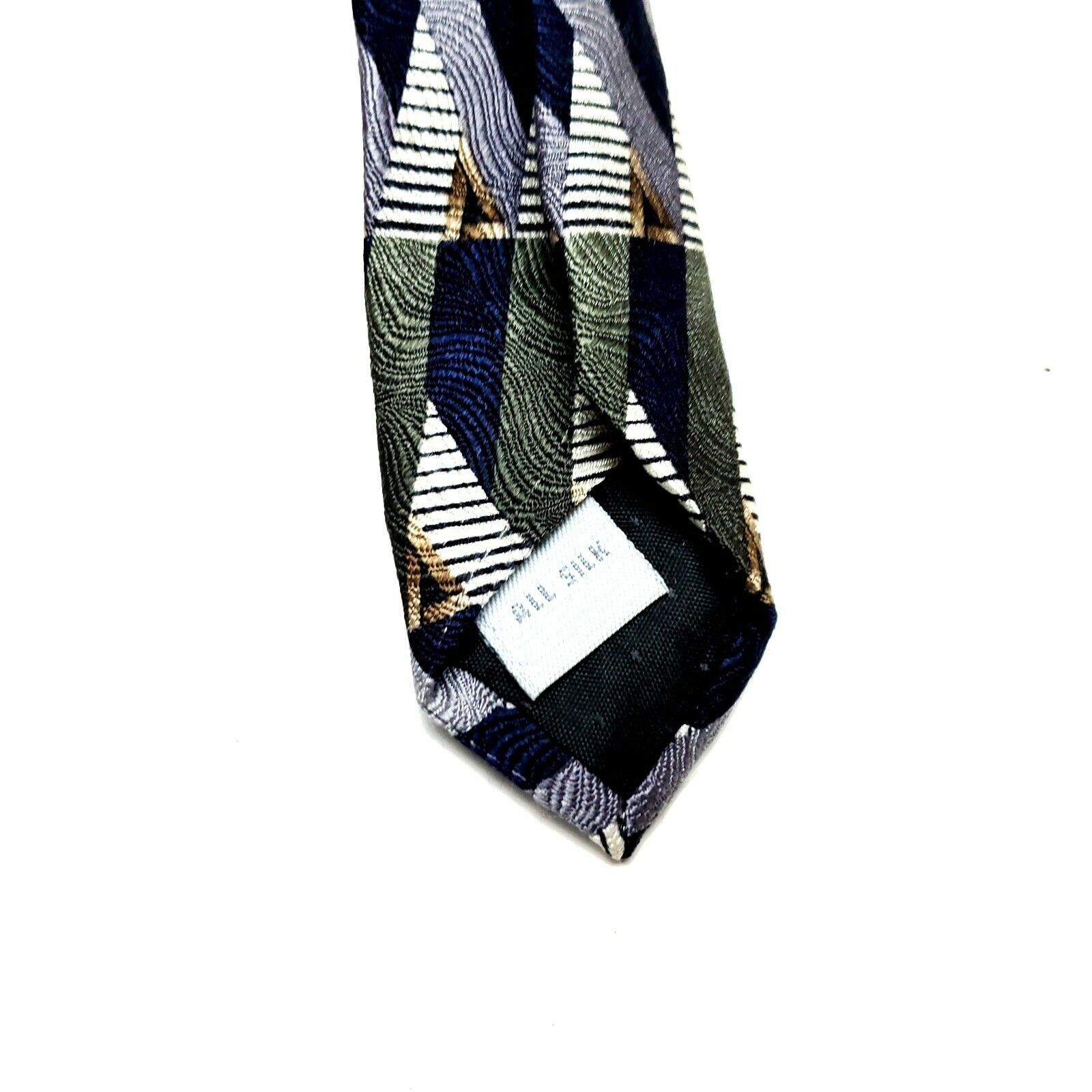 Pierre Cardin Pierre Cardin Silk Tie Print Green Silver Abstract Wide Size ONE SIZE - 4 Thumbnail