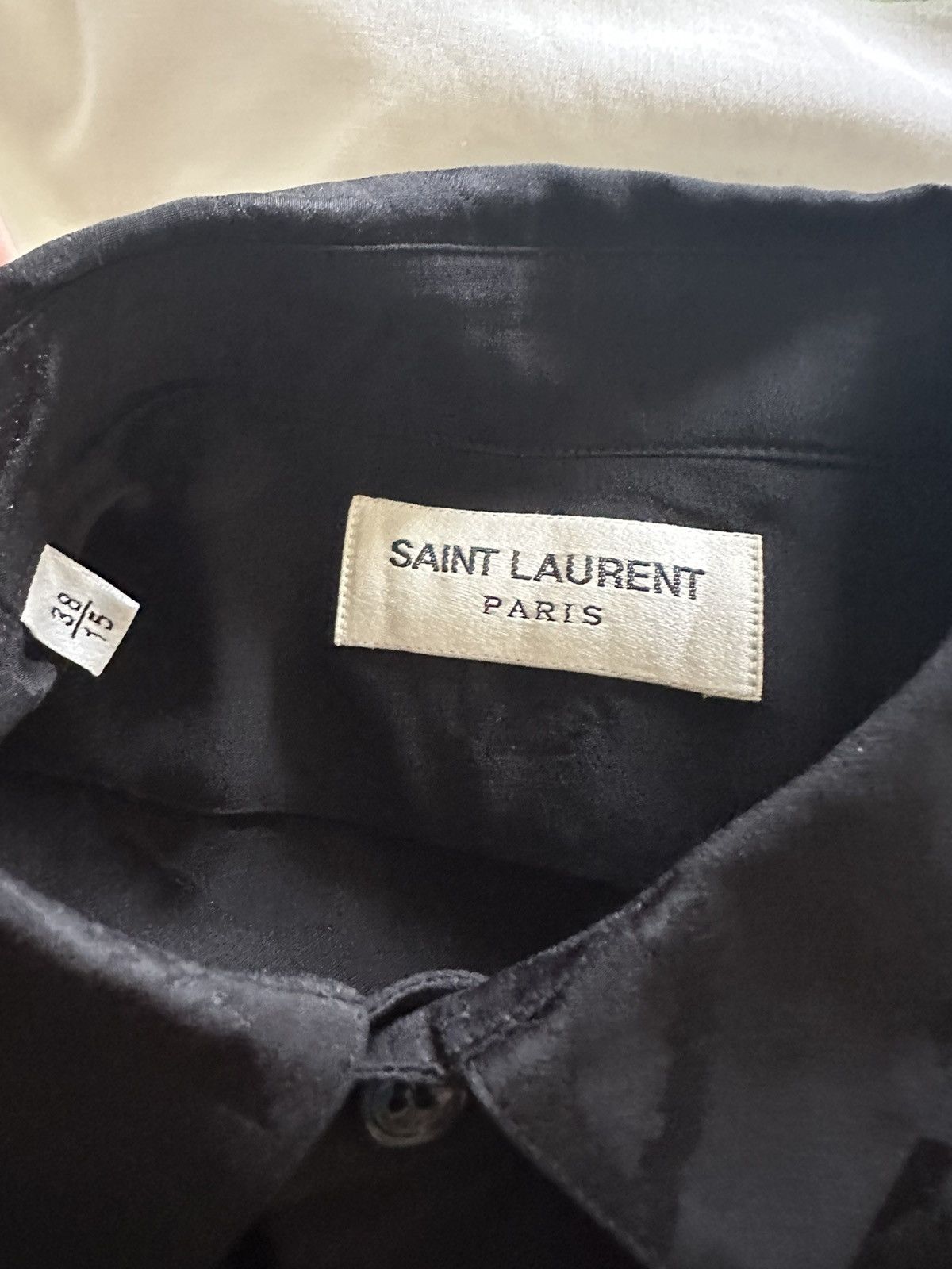 Saint Laurent Paris SS16 Saint Laurent kiss lips silk viscose black shirt Hedi Size US M / EU 48-50 / 2 - 15 Thumbnail