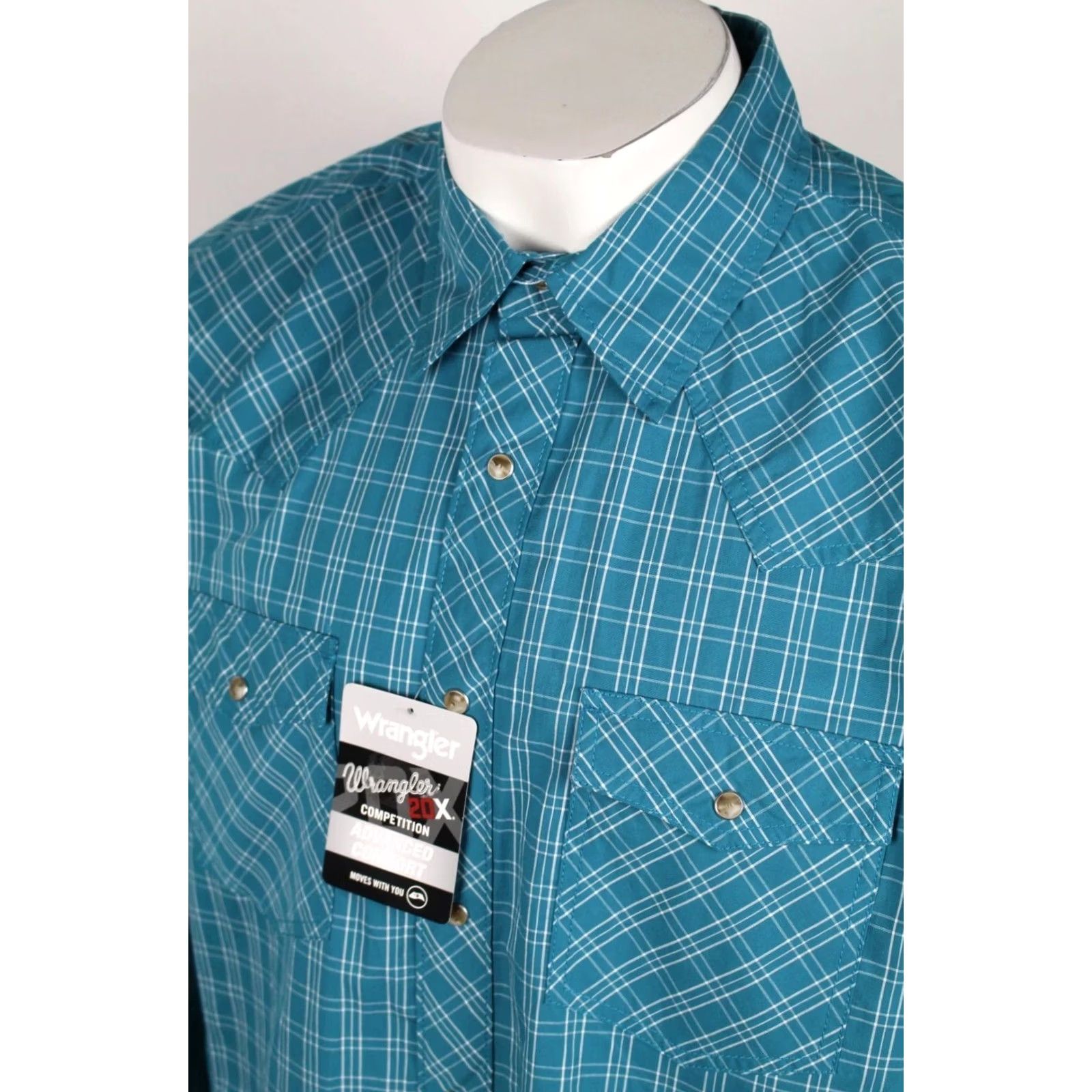 Wrangler Wrangler 20X Shirt Competition Advanced Comfort Long Sleeve XL Teal Mens Size US XL / EU 56 / 4 - 5 Thumbnail