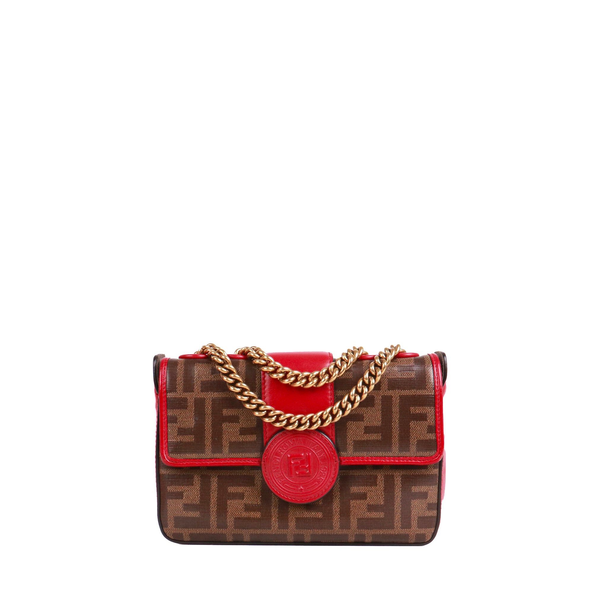 Fendi FENDI - Double F mini Fendi shoulder bag in brown monogram coated canvas Size ONE SIZE - 1 Thumbnail