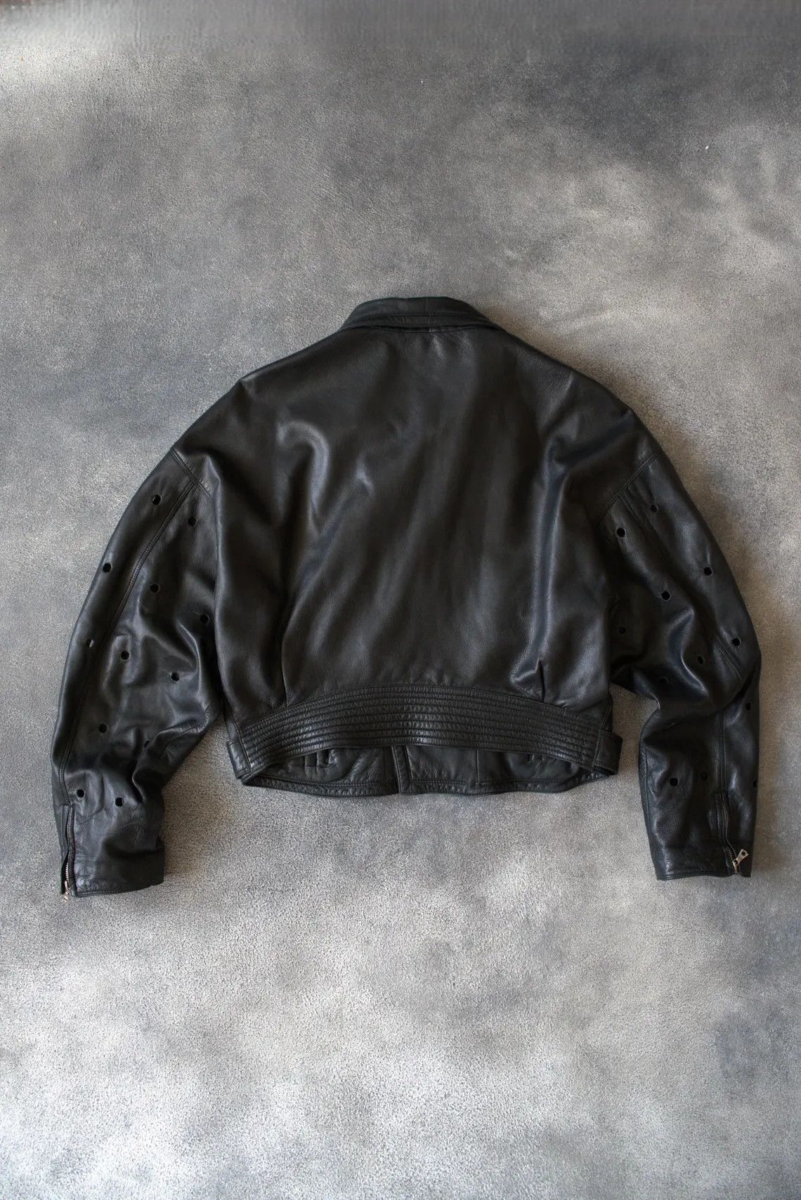 Versace S/S 1994 Gianni Versace RUNWAY Perforated Leather Jacket Size M / US 6-8 / IT 42-44 - 8 Thumbnail