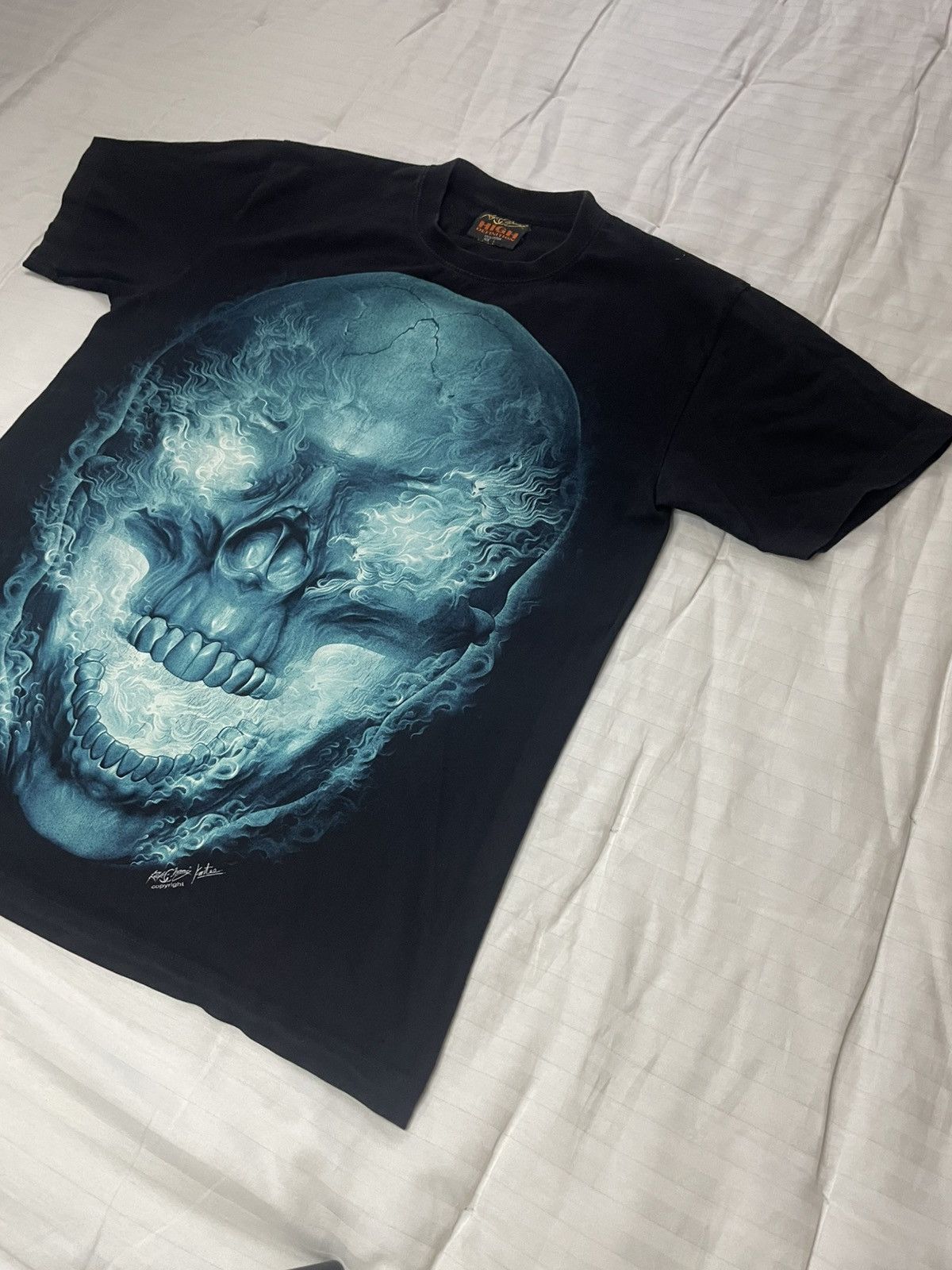 Vintage Vintage Double Side Rock & Hang Skeleton Scull Flame Tee Size US L / EU 52-54 / 3 - 2 Thumbnail