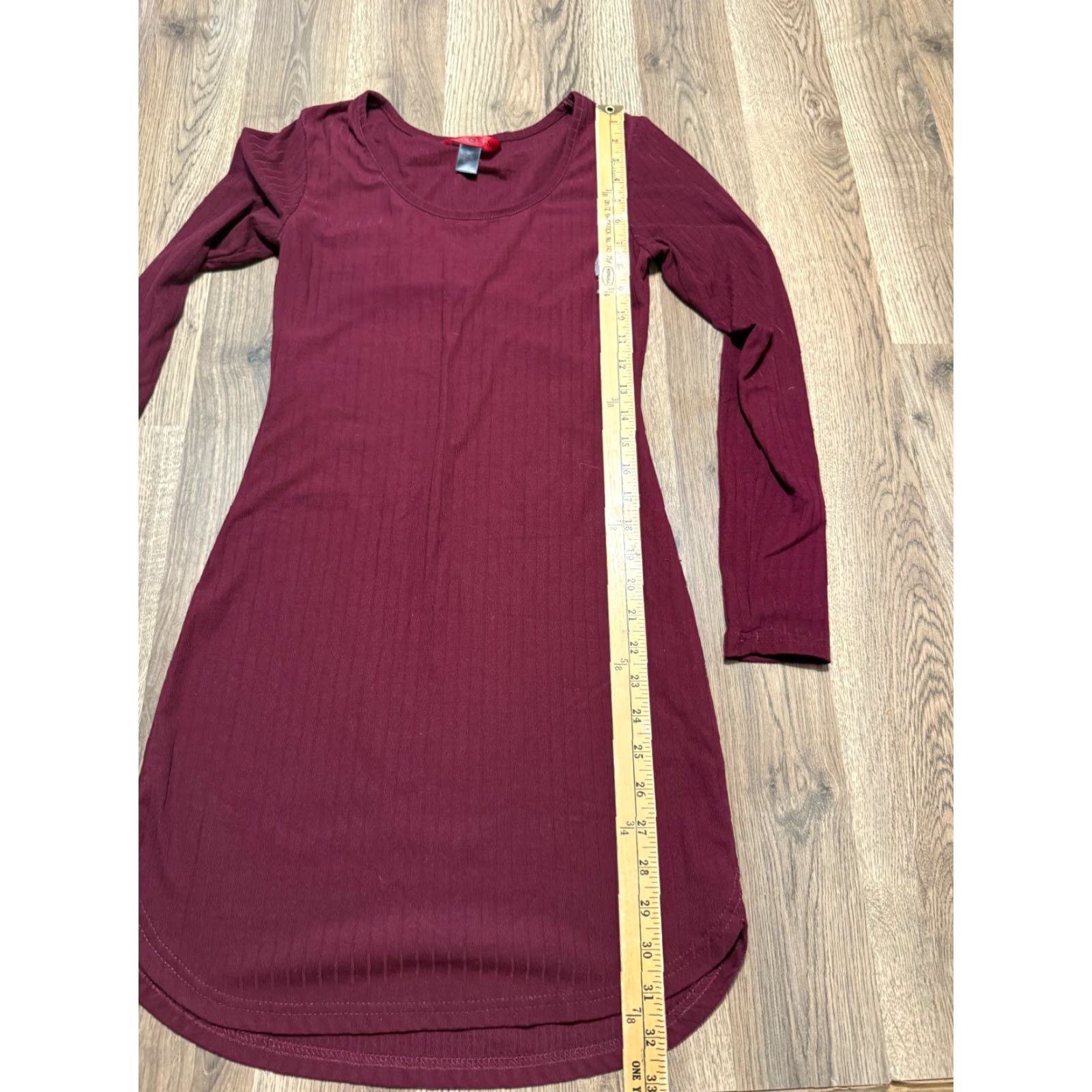 Vintage Hot Kiss Shirt Dress Women’s Medium Red Long Sleeve Midi Solid Knit Polyester Casual Fall Spring Summer Size M / US 6-8 / IT 42-44 - 6 Thumbnail