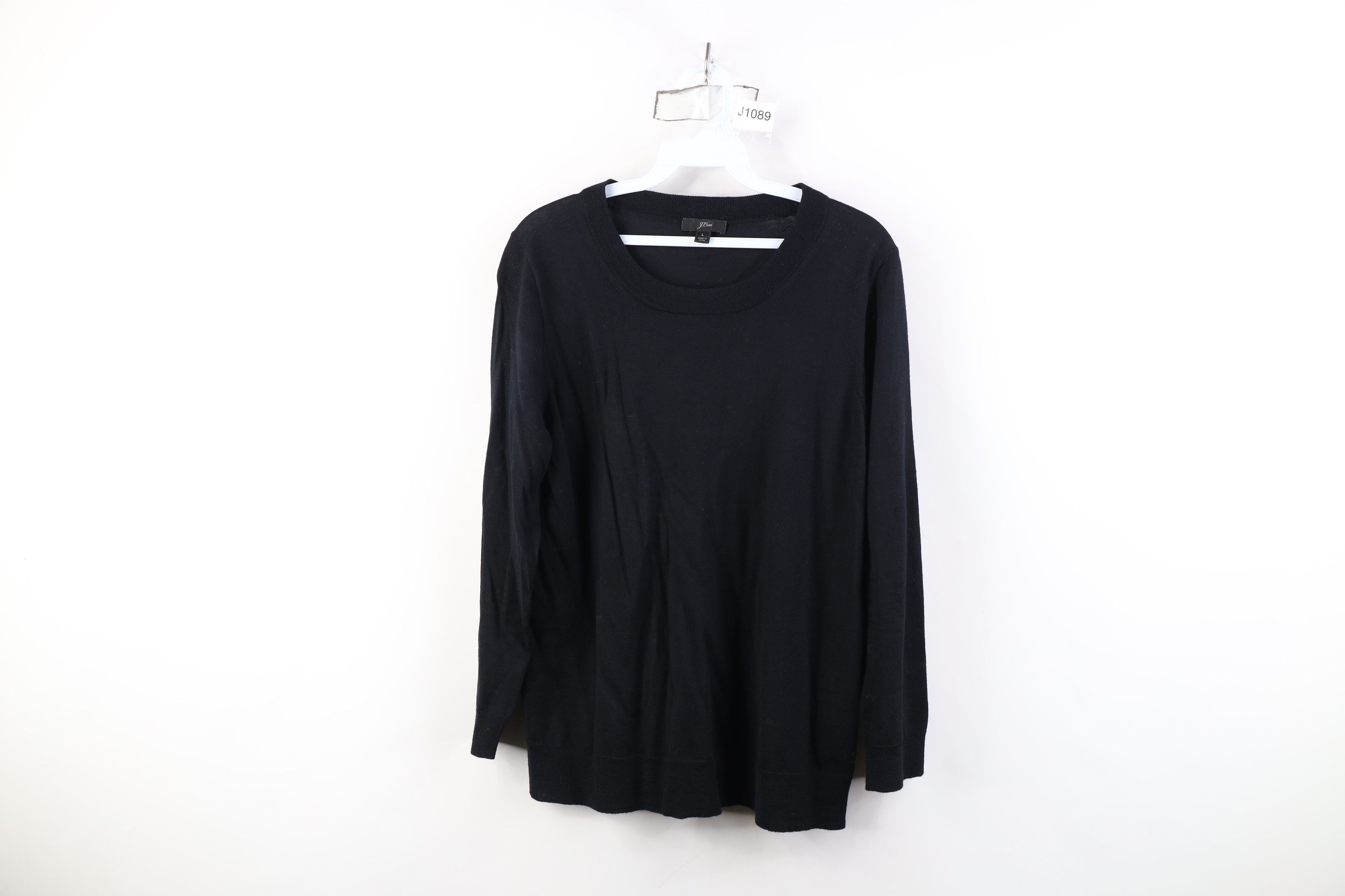 J.Crew J Crew Blank Lightweight Wool Knit Crewneck Sweater Black Size L / US 10 / IT 46 - 1 Thumbnail