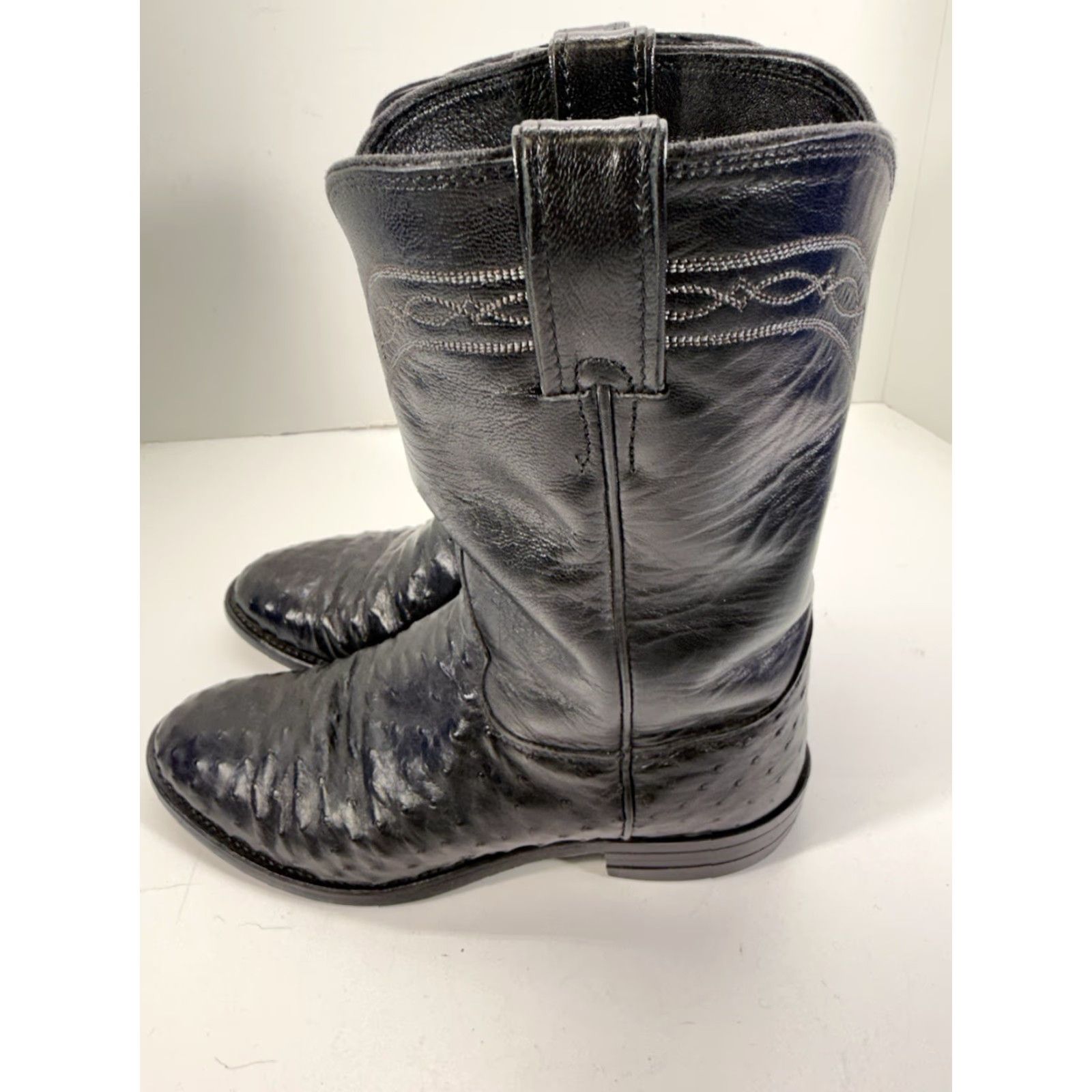 Justin Boots Justin Full Quill Ostrich Boots Men 7.5 EE Wide Black Leather Western 3171 Size US 8 / EU 41 - 4 Thumbnail