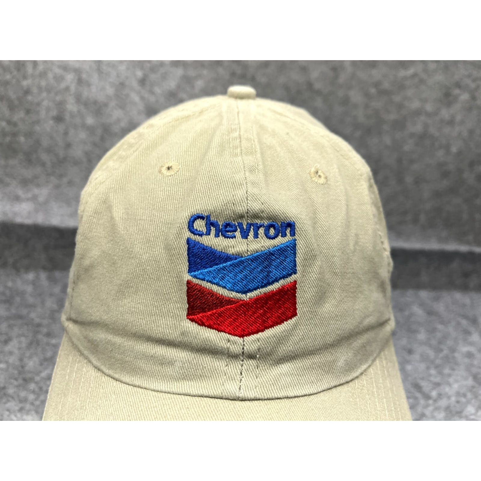Vintage Chevron Hat Cap Baseball Adult One Size Beige Cotton Twill Adjustable Logo Petroleum Gas Oil Casual Workwear Mens Size ONE SIZE - 2 Thumbnail