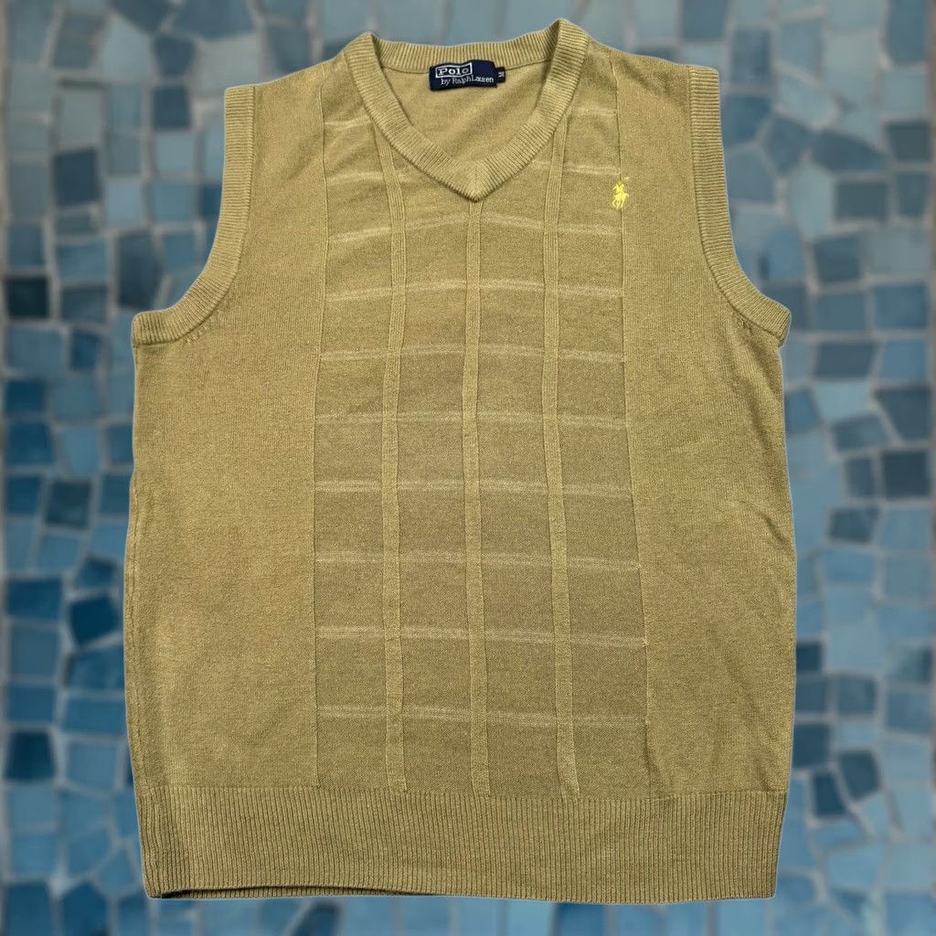 Polo Ralph Lauren VINTAGE Polo Ralph Lauren Vest Mens M Sweater Pullover V-Neck Windowpane Knit Brown Geometric 80s 90s Classic Preppy England Wool Sleeveless Size US M / EU 48-50 / 2 - 1 Thumbnail