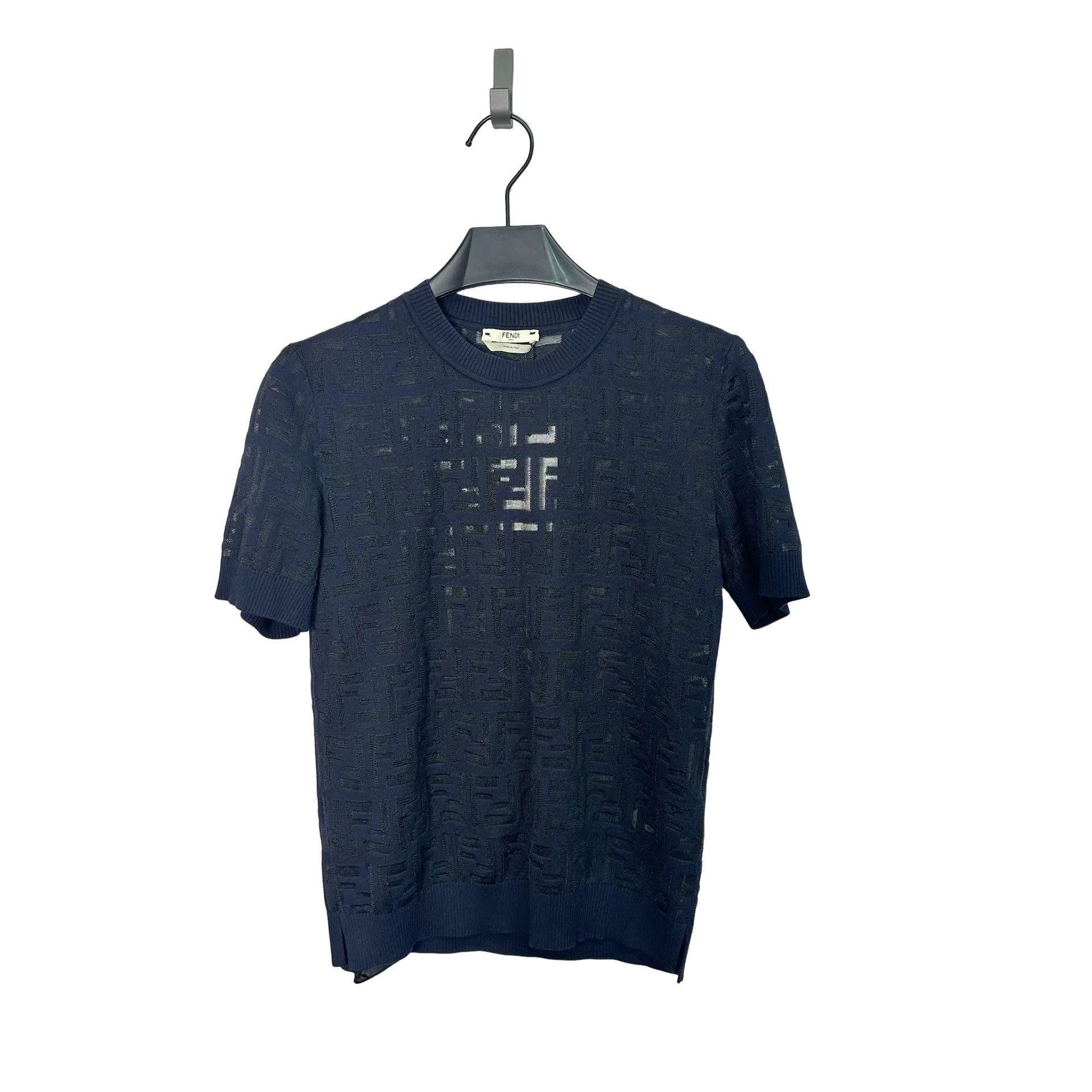 Fendi Fendi FF Monogram Jacquard Knit Short Sleeve Top Size 38 Size XS / US 0-2 / IT 36-38 - 1 Thumbnail