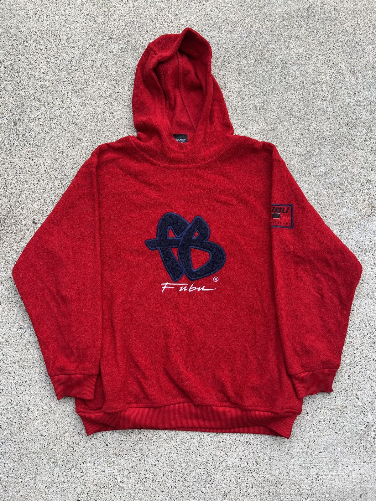 Fubu 1990s Vintage Red Fubu FB Fleece Pullover Hoodie Grailed