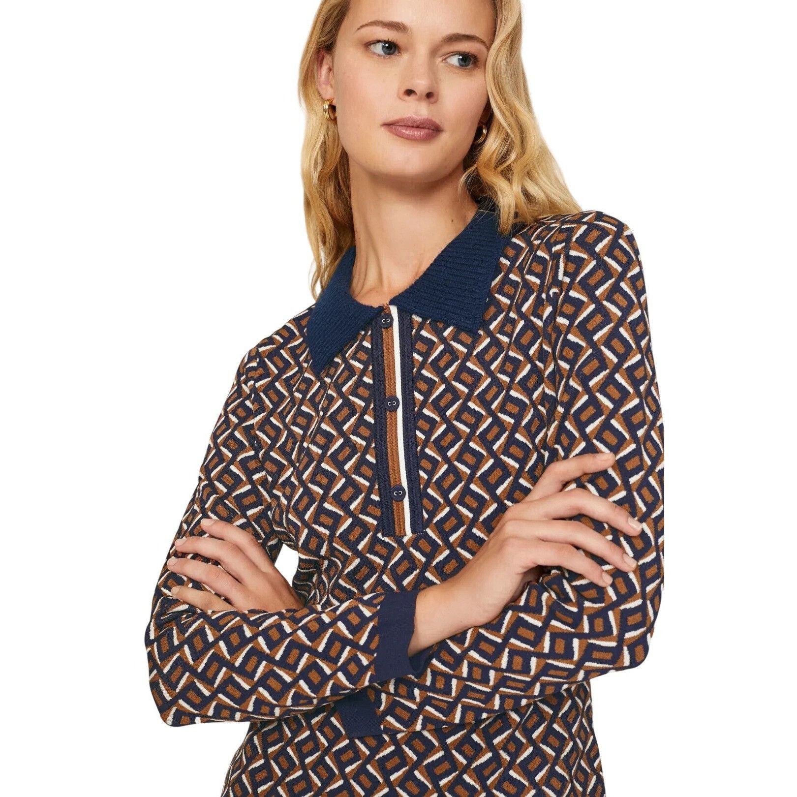 Diane von Furstenberg Diane Von Furstenberg XS Milena LongSleeve Polo Sheath Dress Size XS / US 0-2 / IT 36-38 - 4 Thumbnail