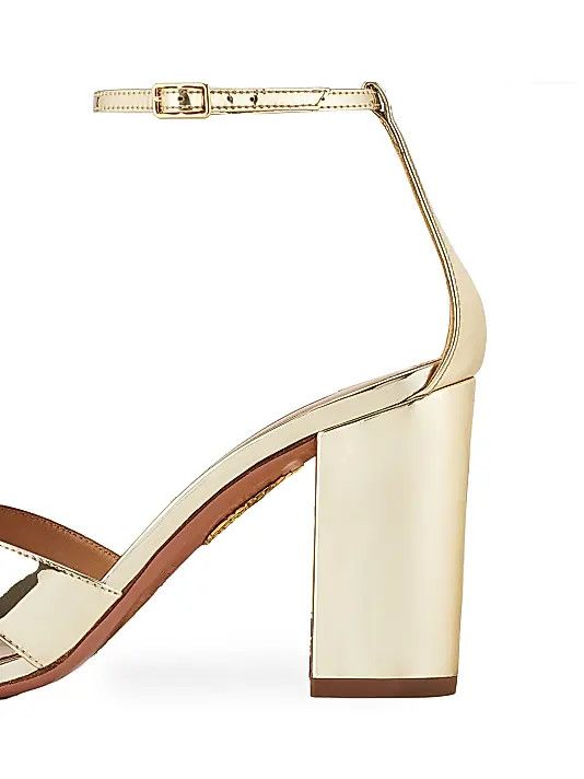 Aquazzura os11x1225 Divine 85MM Metallic Block-Heel Sandals in Gold Size US 11 / IT 41 - 4 Thumbnail