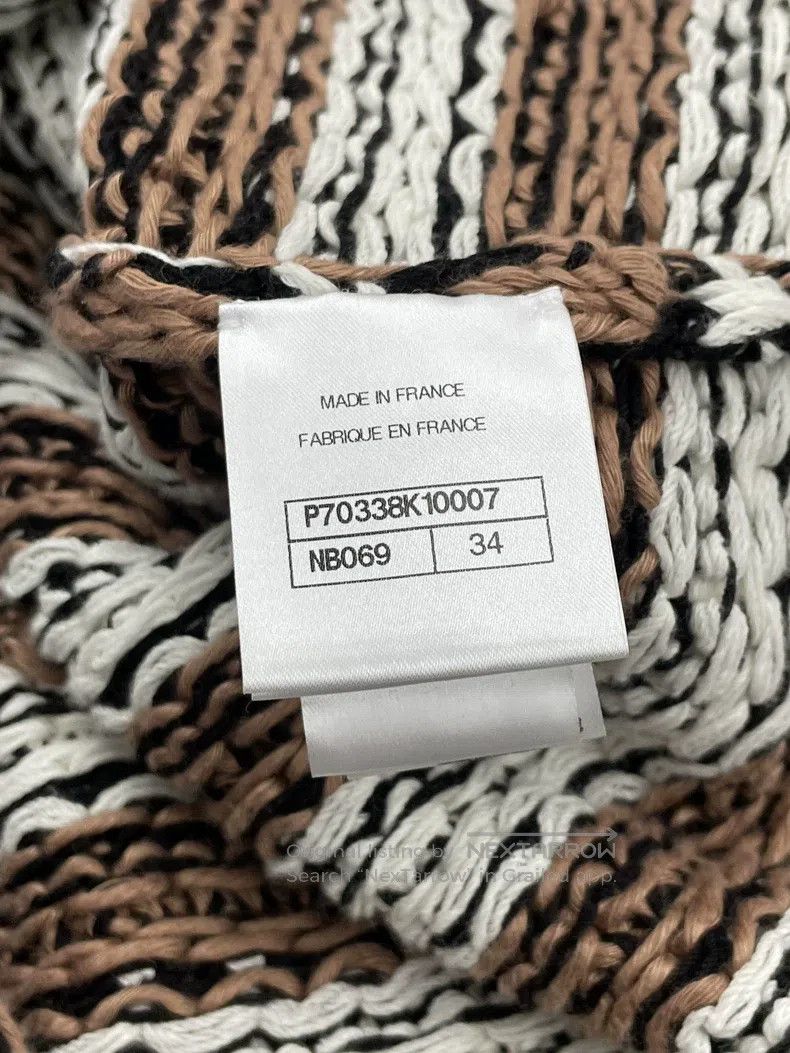 Chanel Chanel 21C coffee white striped woven jacket Size XXS / US 00 / IT 34 - 6 Thumbnail