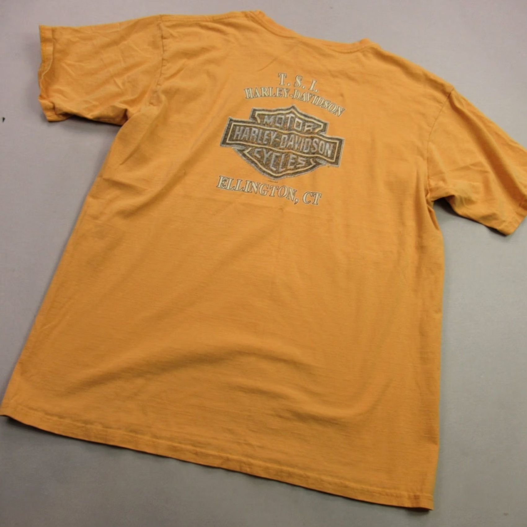 Harley Davidson Harley-Davidson Shirt XL Mens Short Sleeve Crew Neck Yellow Ellington CT Size US XL / EU 56 / 4 - 7 Thumbnail