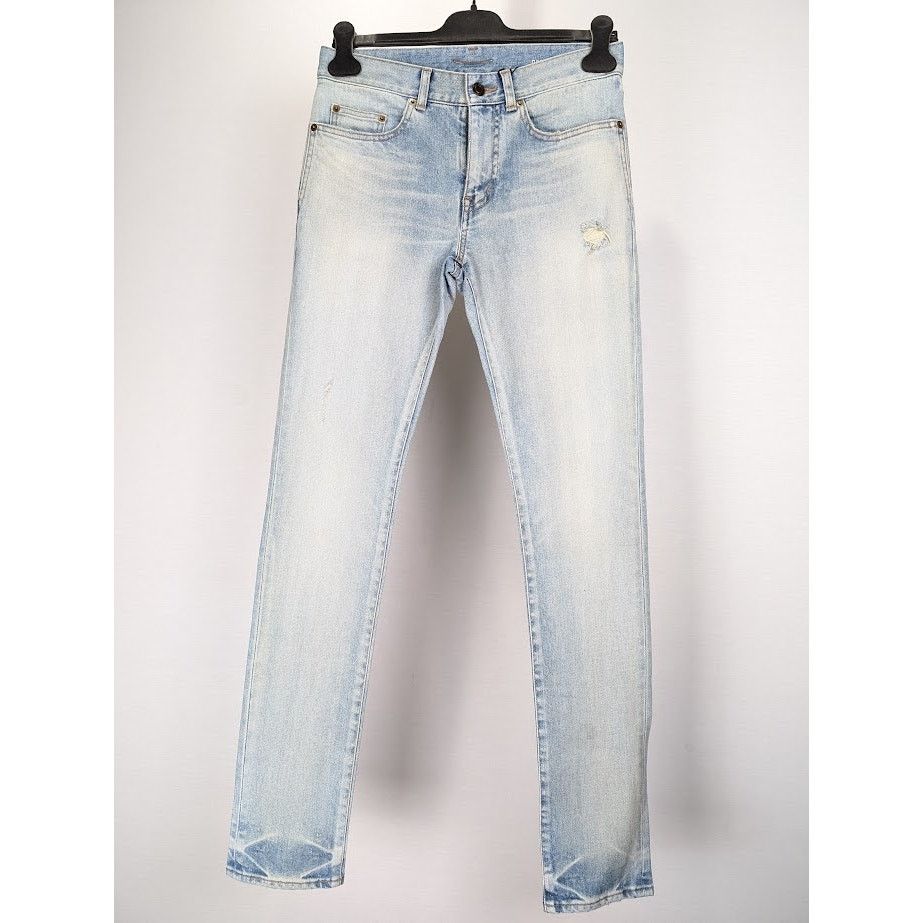 Saint Laurent Paris o1rshd1 Skinny 5 Pockets Low Pants in Light Fall Blue Size US 28 / EU 44 - 2 Thumbnail