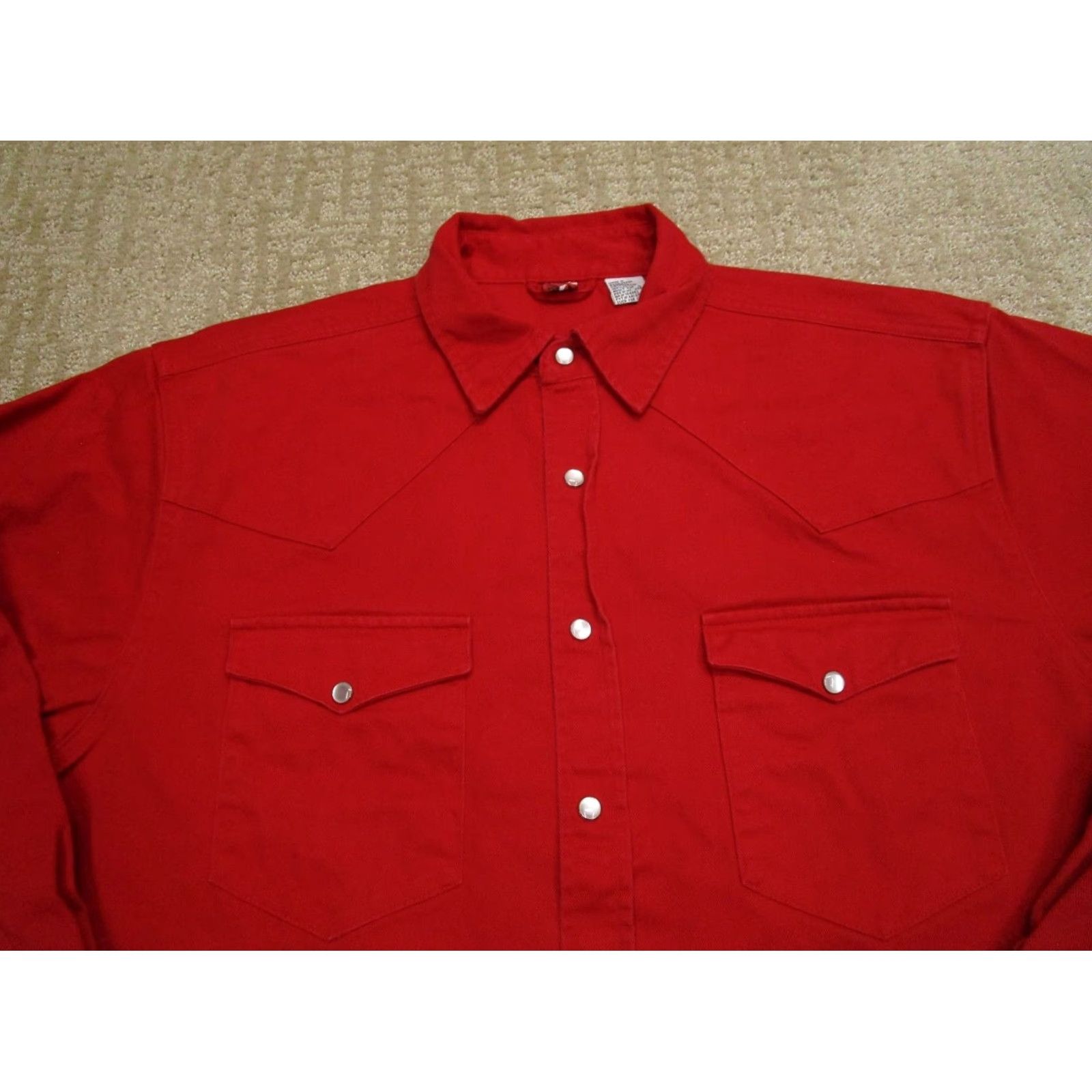 Marlboro Marlboro Shirt Men Large Red Western Pearl Snap Long Sleeve Denim 90s Vintage Shirt Mens Red Pearl Snap Denim 90s Western Marlboro Size US L / EU 52-54 / 3 - 2 Thumbnail