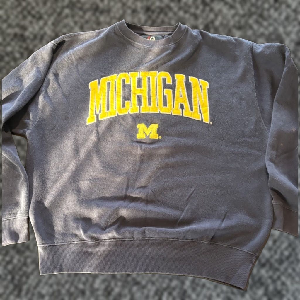 VINTAGE Michigan Wolverines College Sweatshirt 2XL Navy Blue