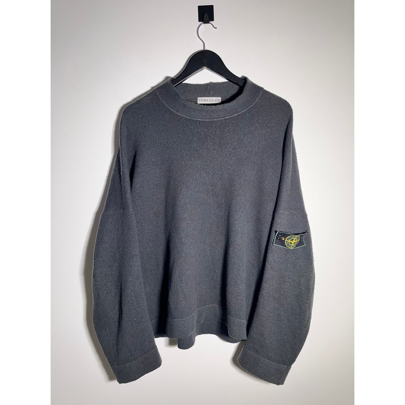 Stone Island sweater wool archive green bagde rare 90s Italy