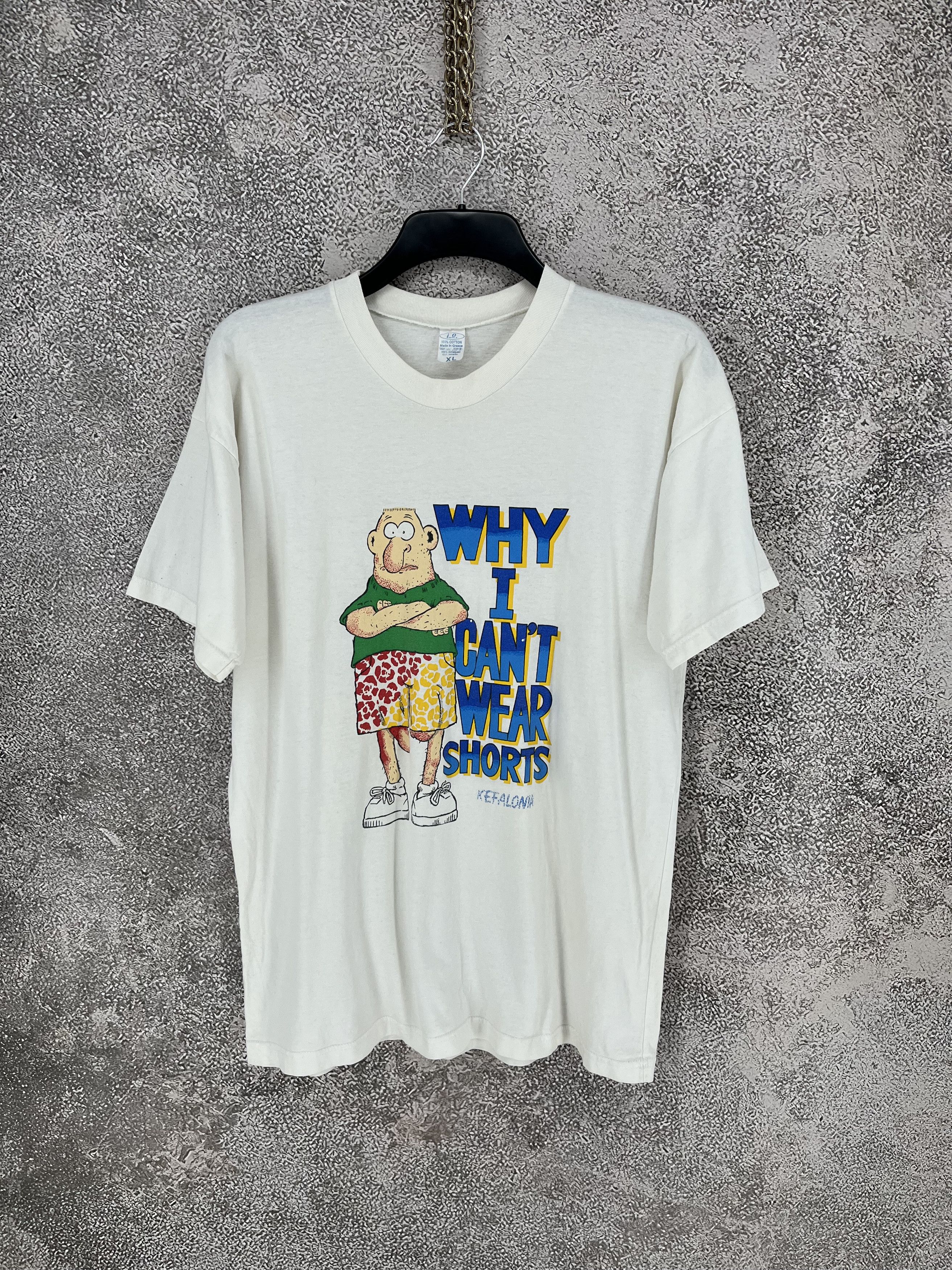 Vintage Y2K 90’s Vintage Why I Can’t Wear Shorts Funny T Shirt Size US XL / EU 56 / 4 - 1 Thumbnail