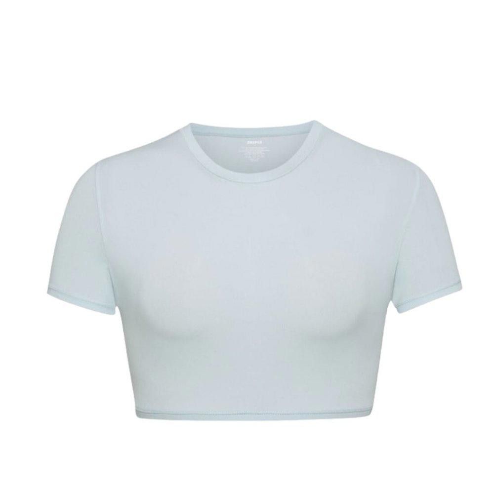 Designer NT299a SKIMS NWT FITS EVERYBODY SUPER CROPPED T-SHIRT SKY 3X Size 3XL / US 20-22 - 1 Thumbnail