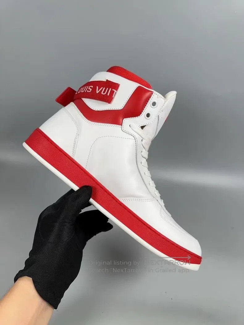 Louis Vuitton Louis Vuitton White and red high-top casual shoes Size US 7 / EU 40 - 6 Thumbnail