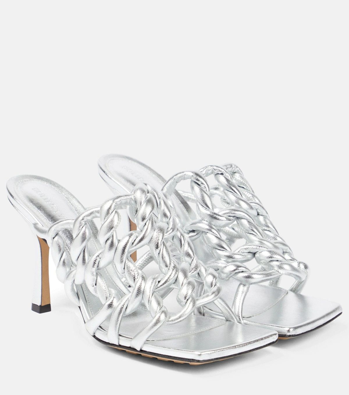 Bottega Veneta o1y0725 Spool Heel Mules in Silver Size US 7.5 / IT 37.5 - 1 Thumbnail