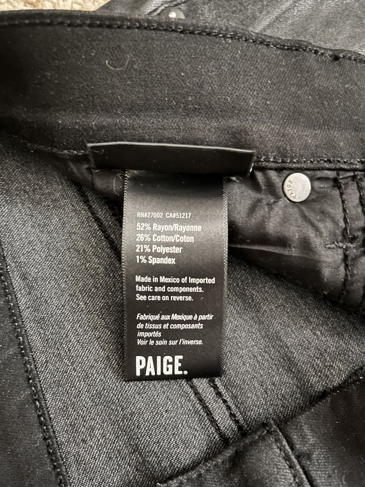 Paige NWT Paige Lennox Black Coated Waxed Denim SLP Fit Size US 30 / EU 46 - 7 Thumbnail