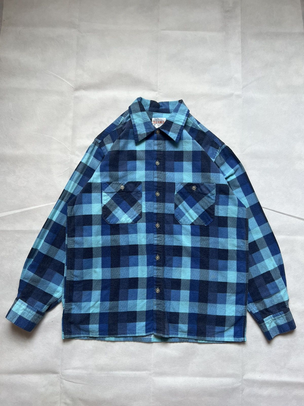 Beams Plus Beams Japanese Brand Blue Plaid Flannel Checkered Size US M / EU 48-50 / 2 - 1 Thumbnail
