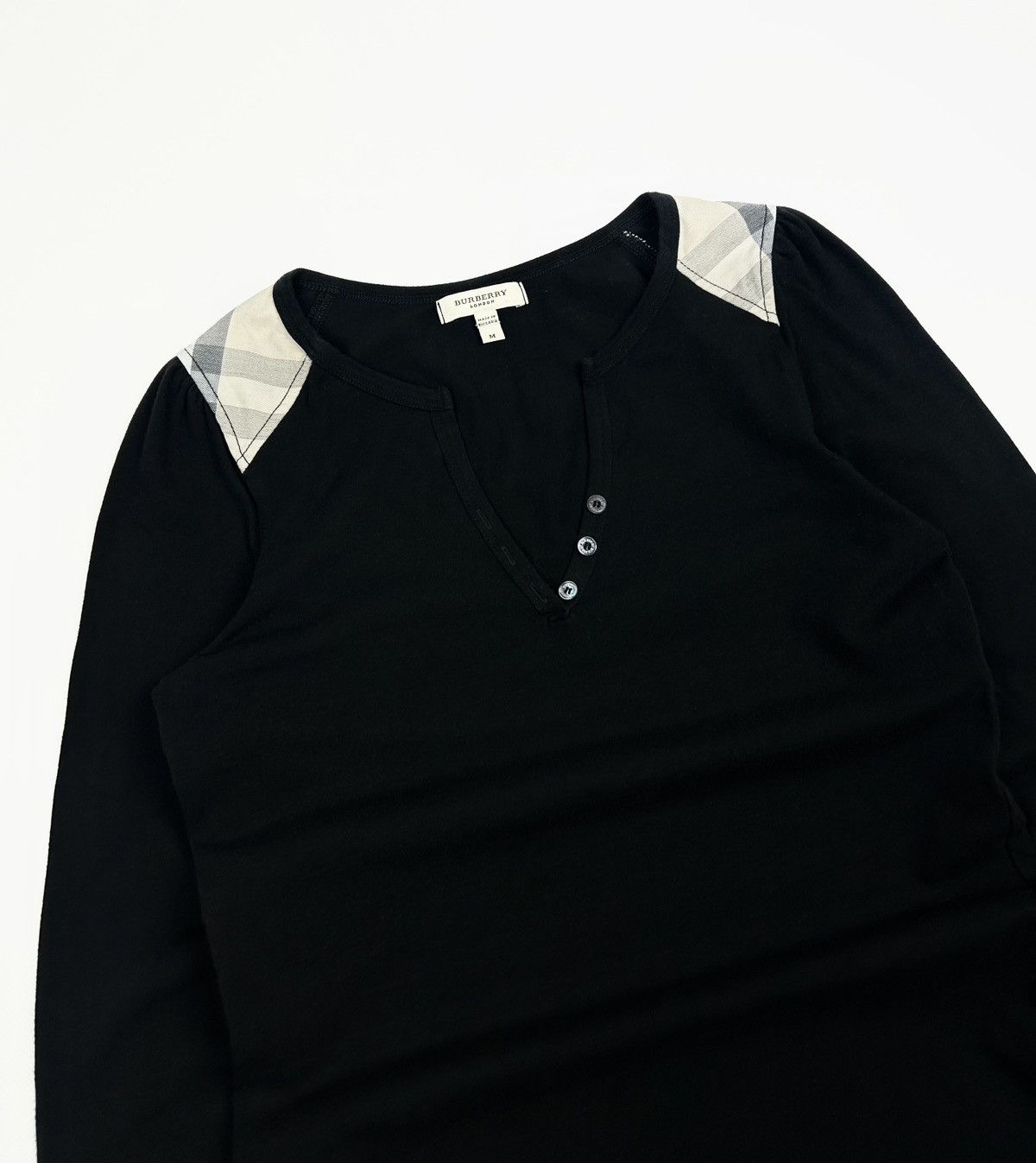 Burberry × Comme des Garcons × Dolce & Gabbana Burberry London long sleeve embroidered check blouse Size M / US 6-8 / IT 42-44 - 3 Thumbnail