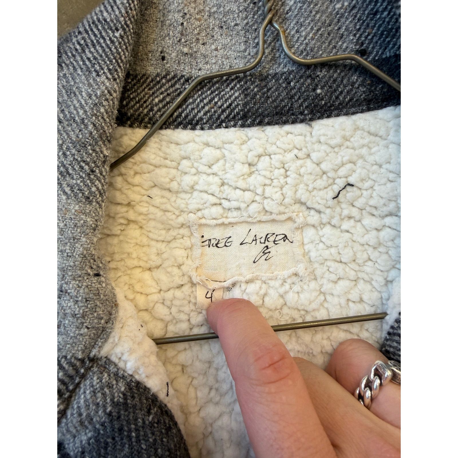 Greg Lauren Greg Lauren SAMPLE Grey Wool Sherpa Lined Boxy Jacket Size US XL / EU 56 / 4 - 6 Thumbnail
