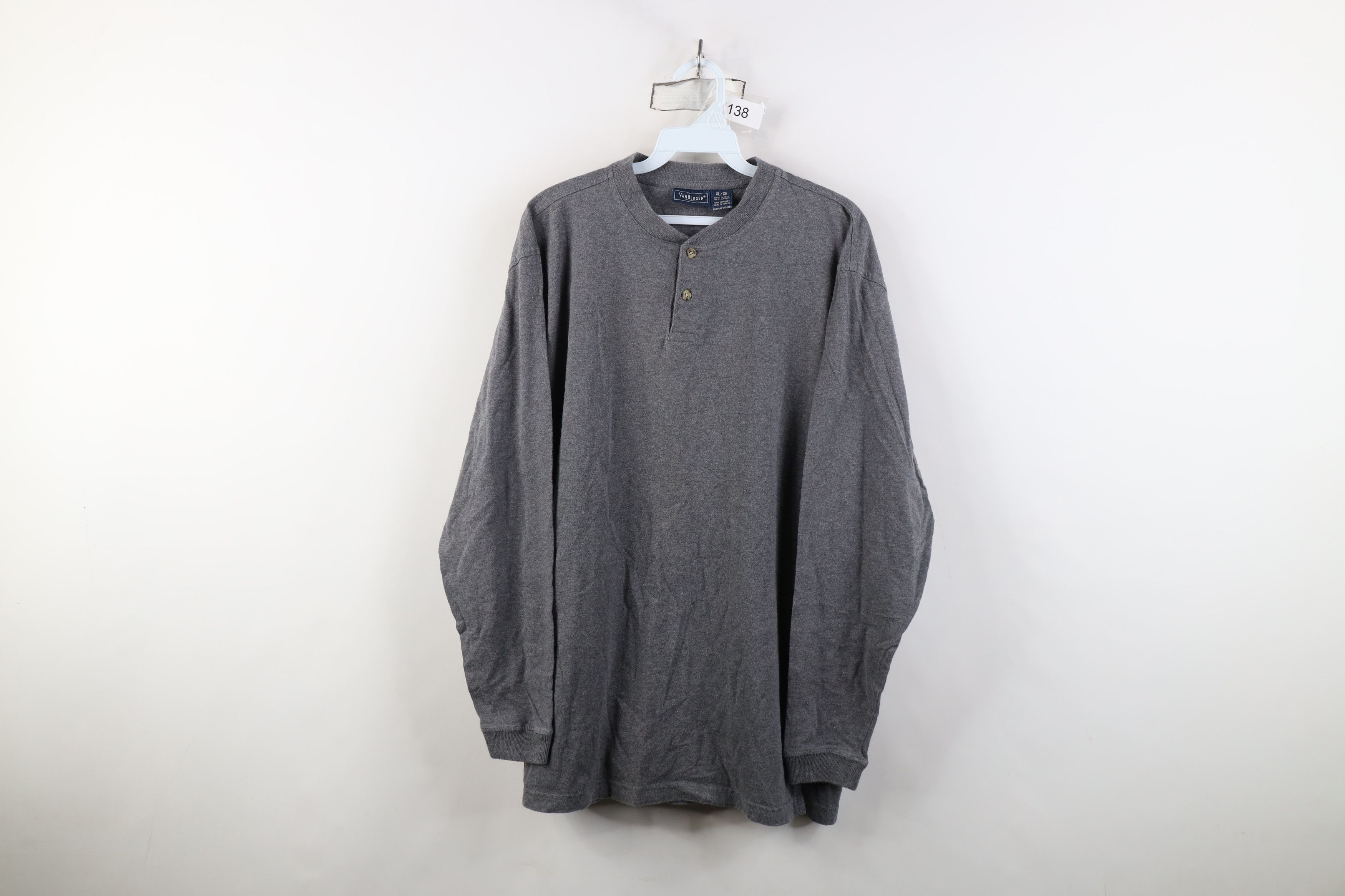 Vintage Vintage 90s Streetwear Blank Long Sleeve Henley T-Shirt Gray Size US XL / EU 56 / 4 - 1 Thumbnail