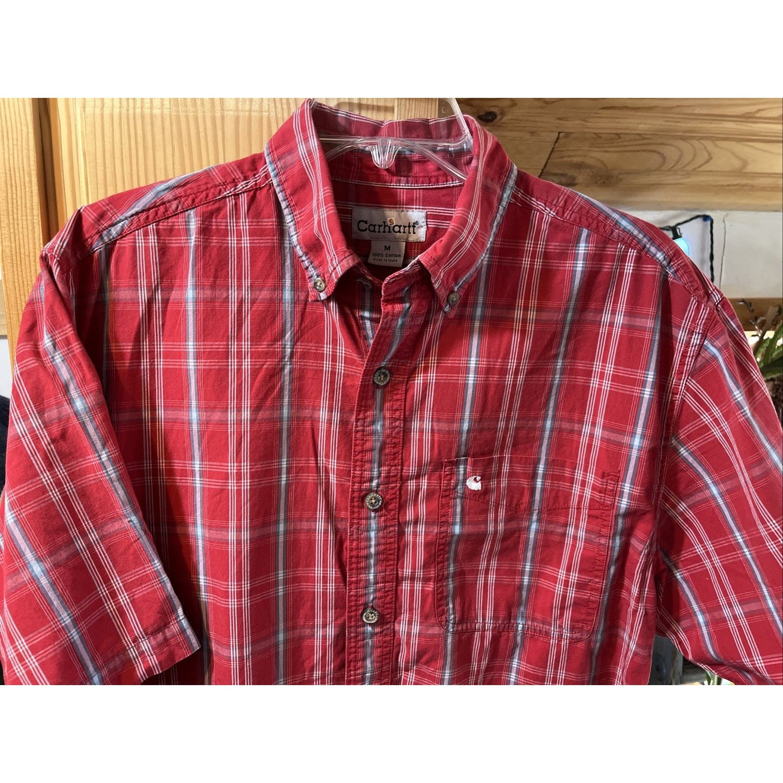 Carhartt Cabelas Shirt Men’s M Button Red Plaid Short Sleeve Cotton Size US M / EU 48-50 / 2 - 4 Thumbnail