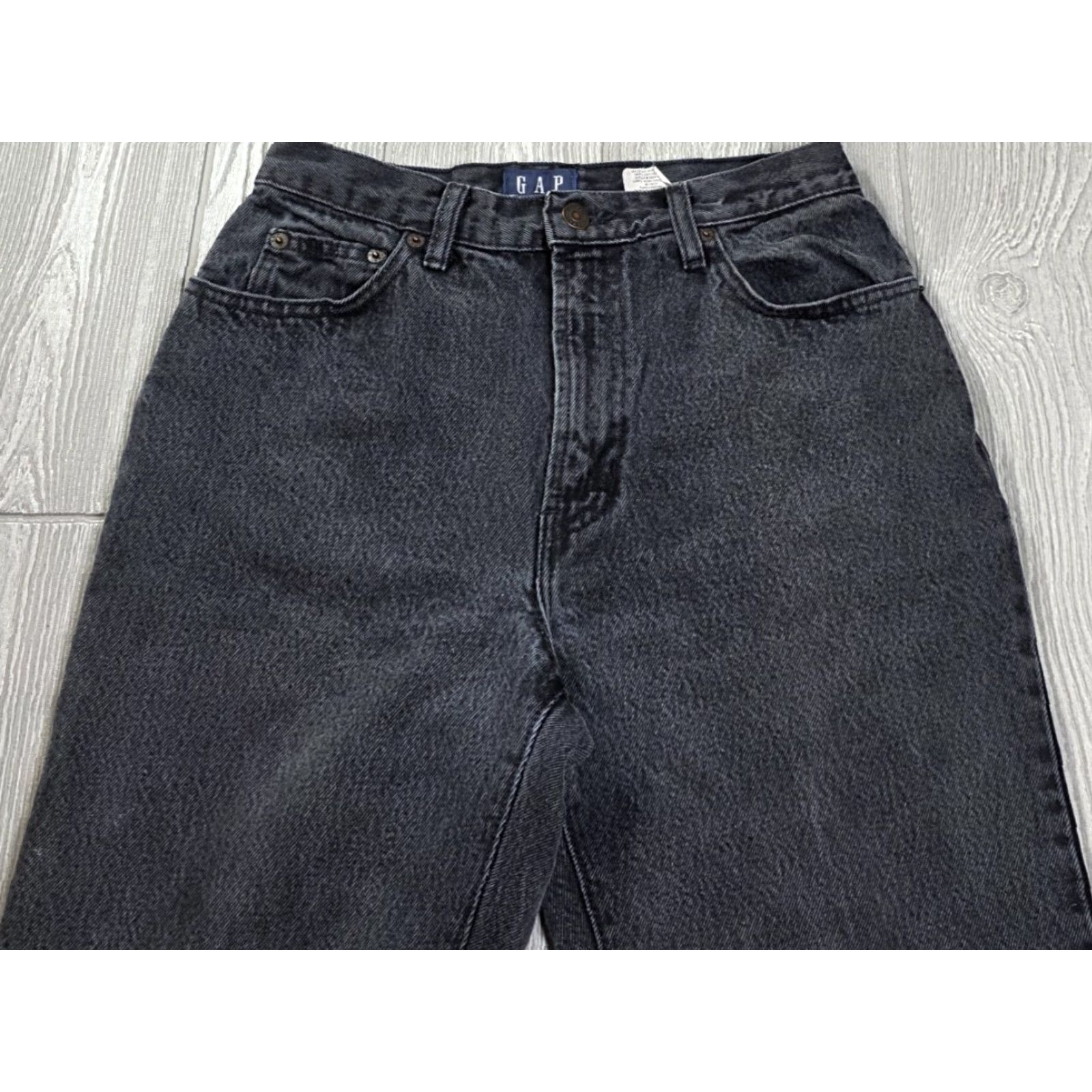 Gap Gap Jeans 27x31 Slim High Rise Black Stonewash 90s Mom Jeans 8 Long USA Womens Size 30" / US 8 / IT 44 - 3 Thumbnail